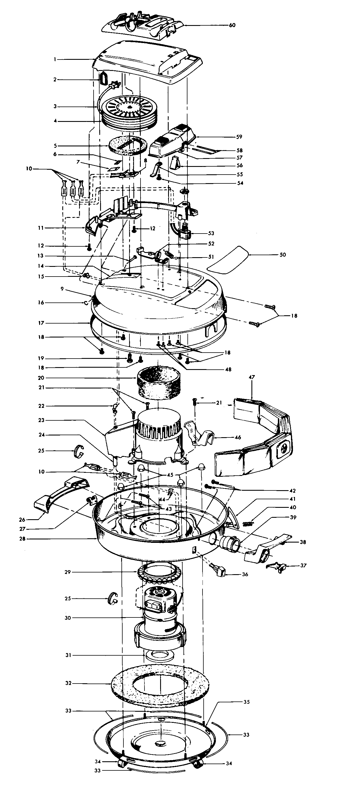 Hoover S3219--- cordreel, mainhousing diagram