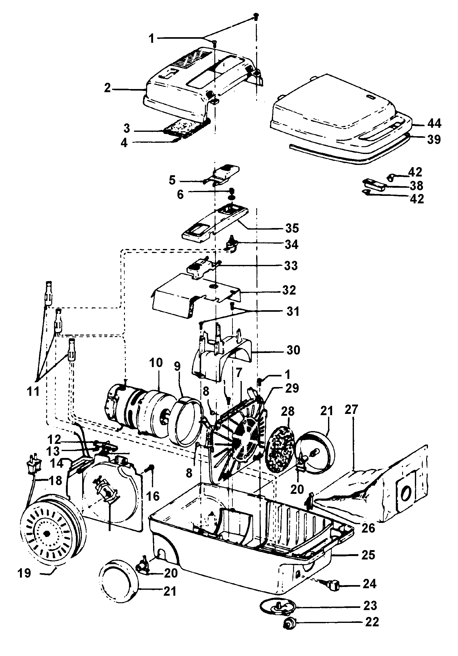 Hoover S3245--- cordreel, mainhousing diagram