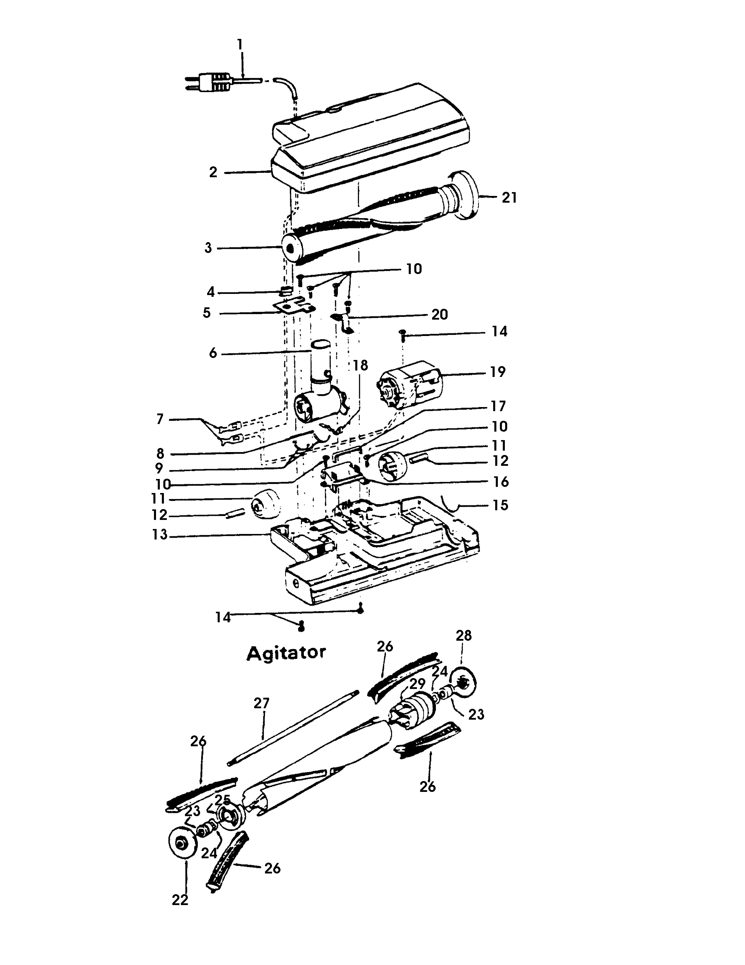 Hoover S3245--- powerednozzle, agitator diagram