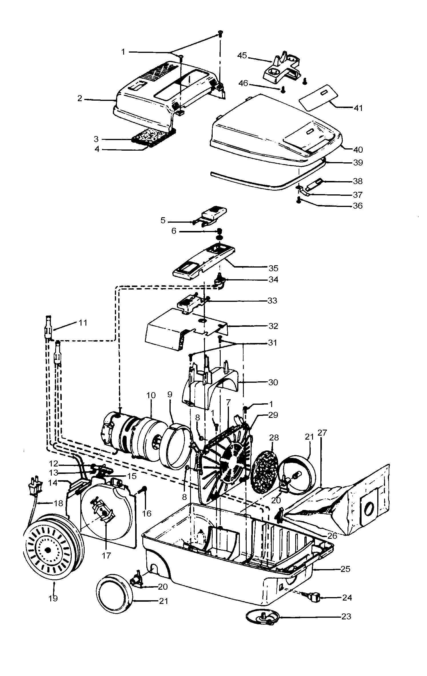 Hoover S3267--- cordreel, mainhousing diagram
