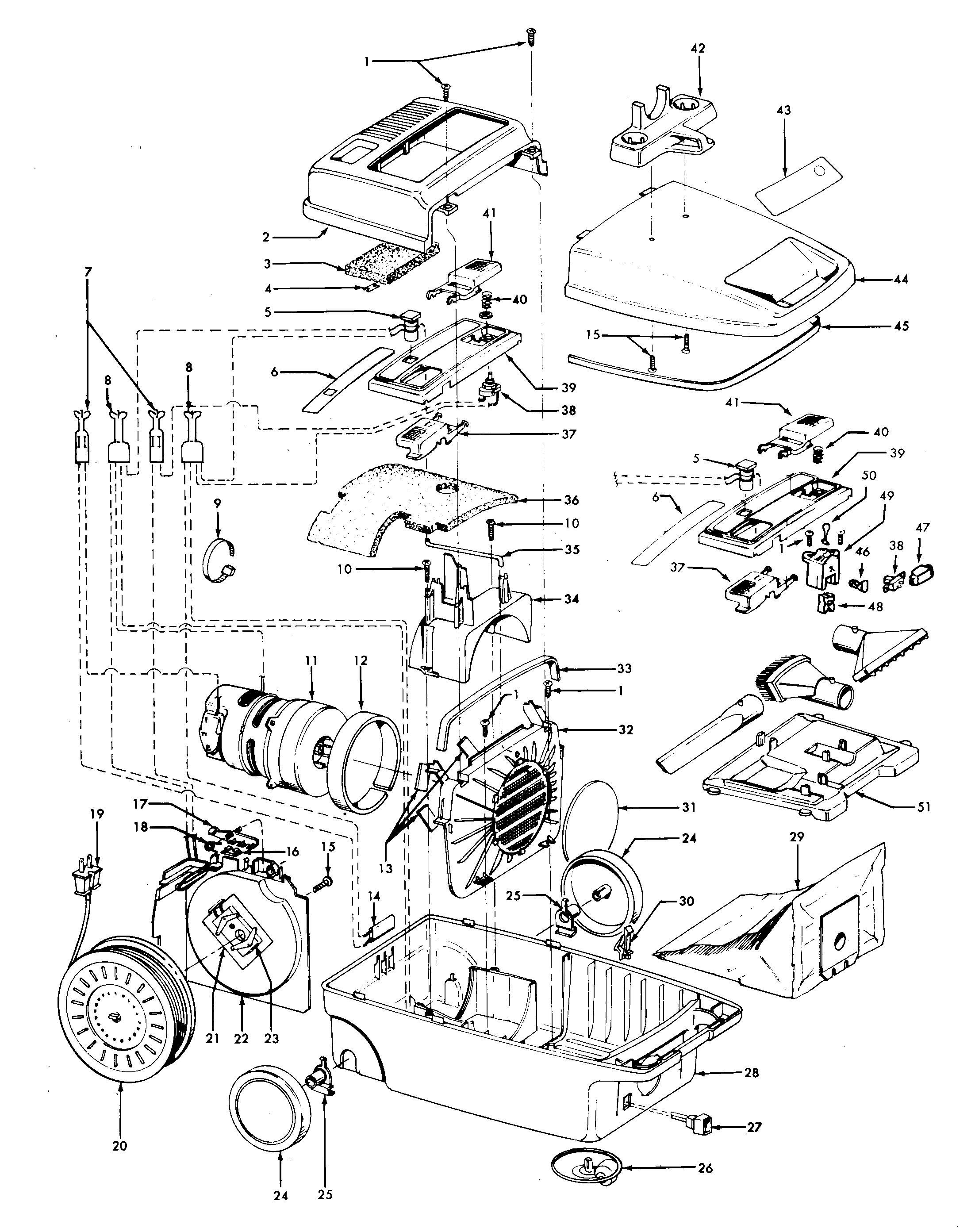 Hoover S3271 cordreel, mainhousing diagram
