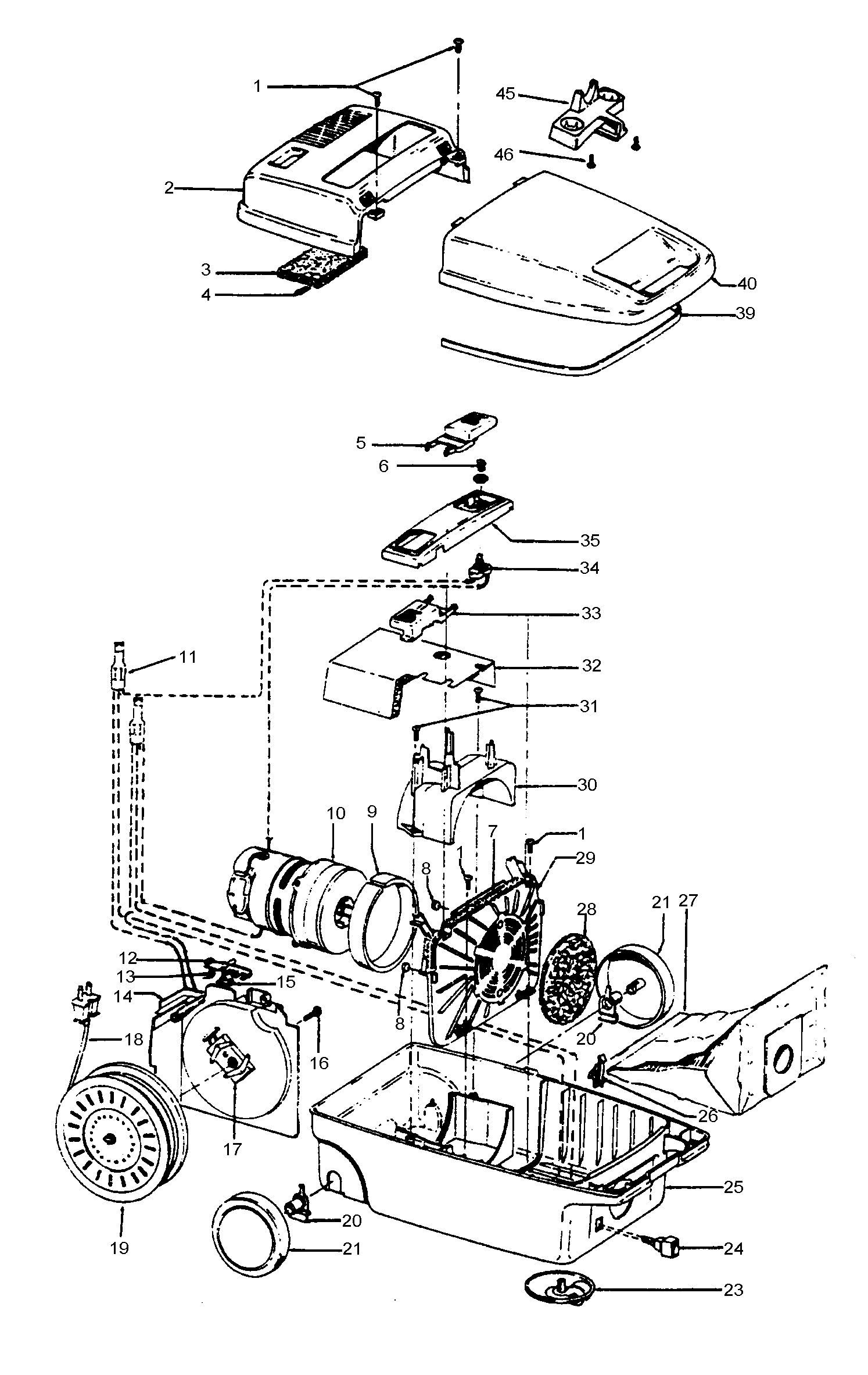 Hoover S3295--- cordreel, mainhousing diagram
