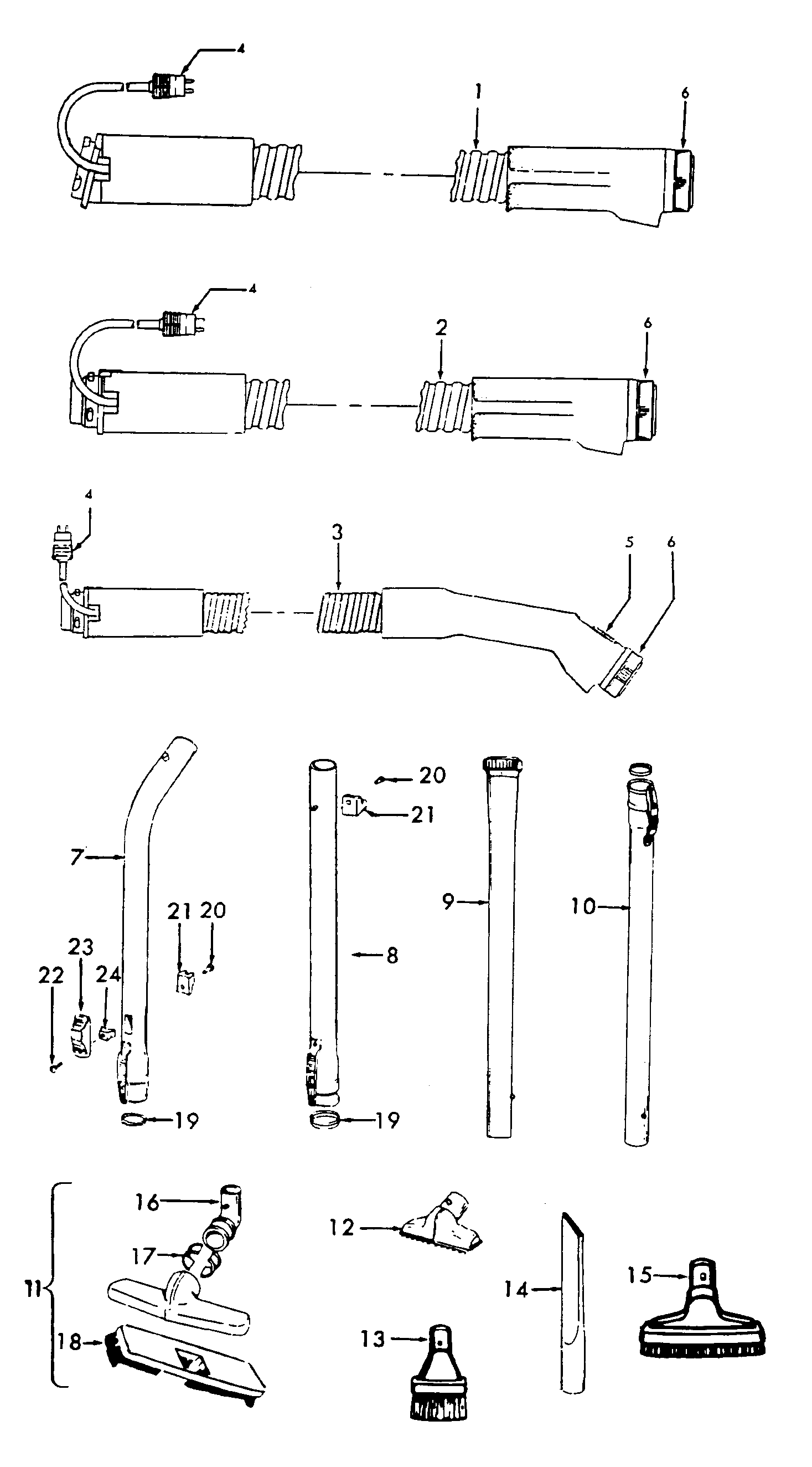 Hoover S3295--- hose, cleaningtools diagram