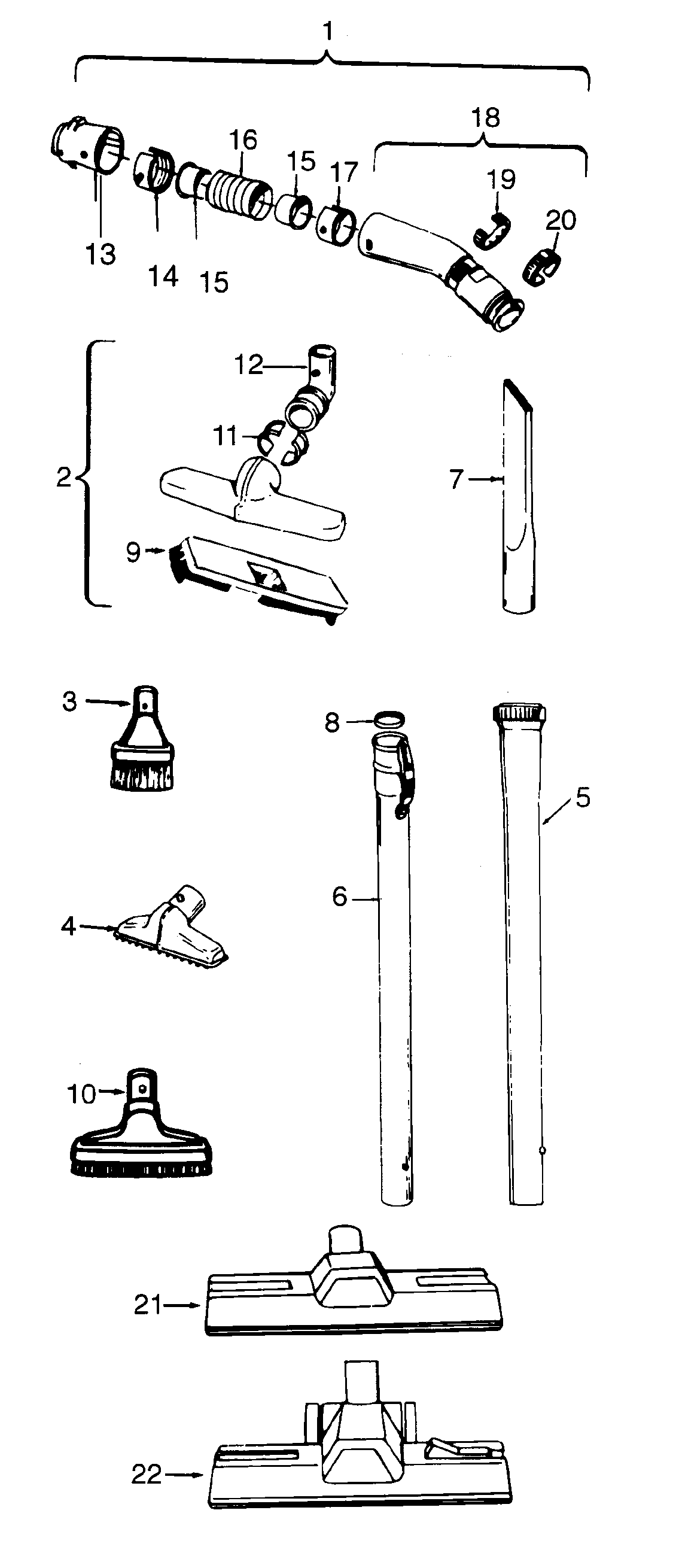 Hoover S3299031 hose diagram