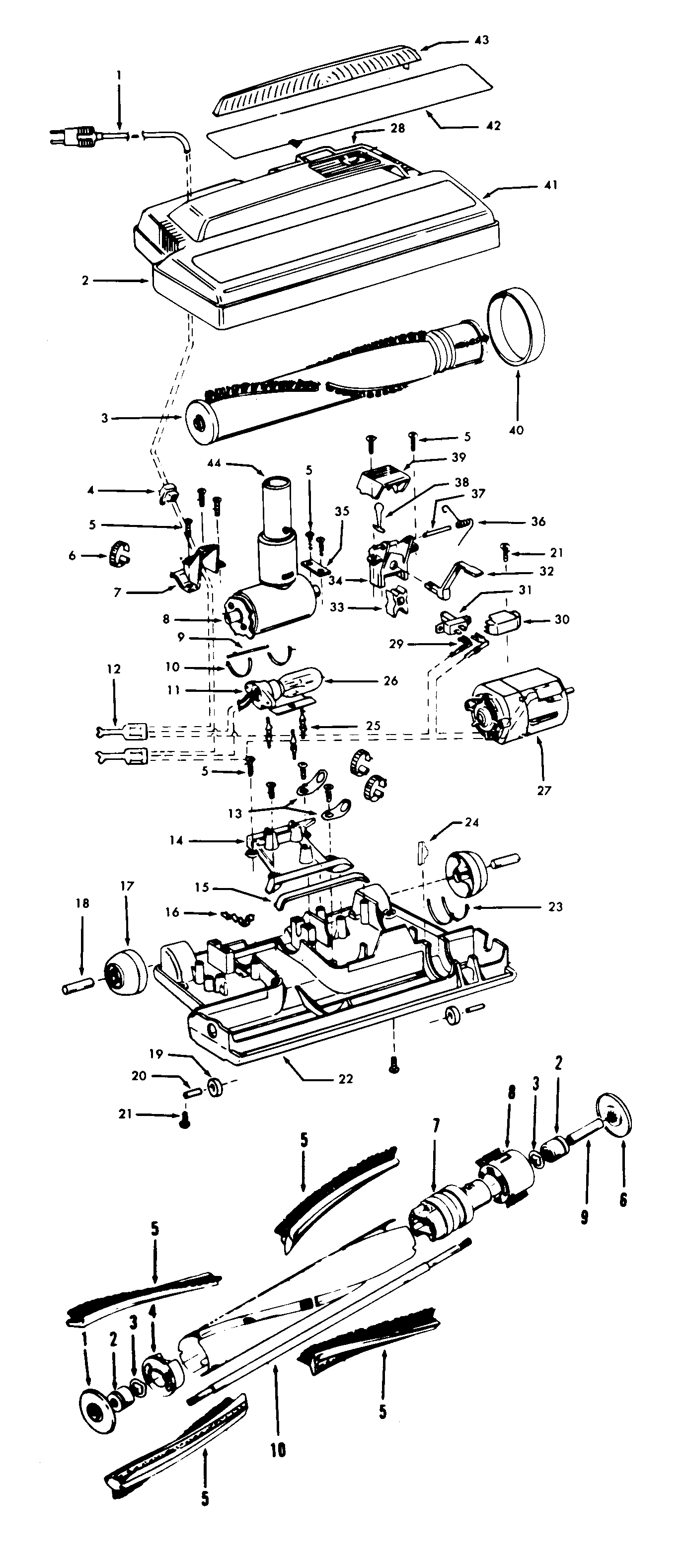 Hoover S3407075 powerednozzle, agitator diagram