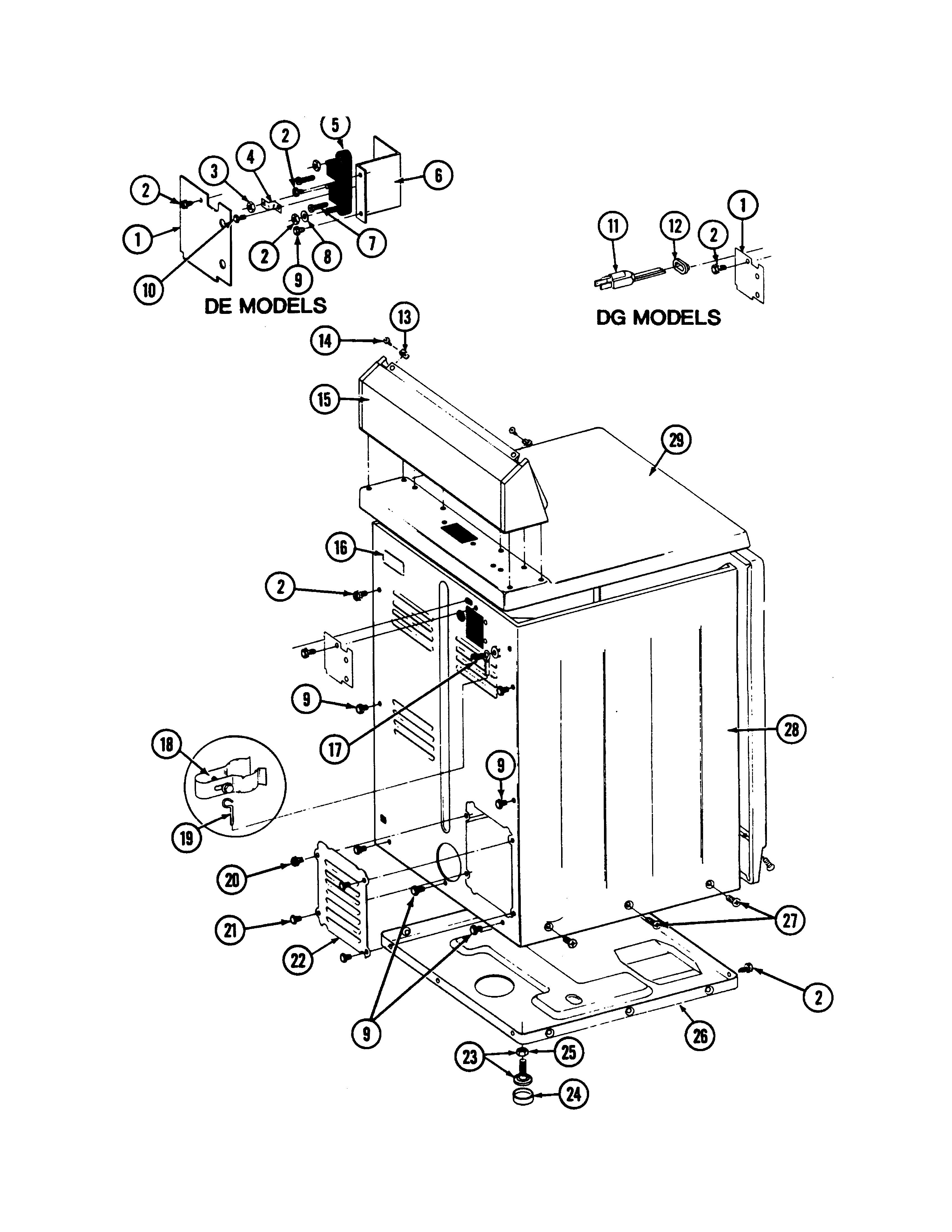 Maytag LDE7500ACW cabinet-rear (lde7500acm,adm) & (ldg) diagram