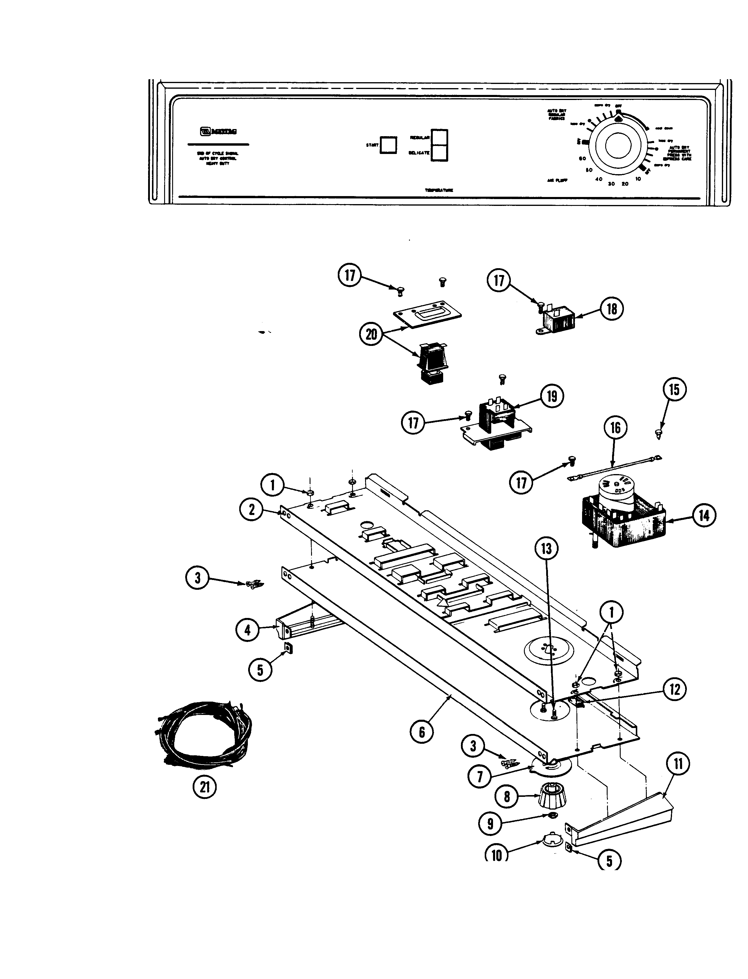 Maytag LDE7500ACW control panel (lde7500acl,acw,adl,adw) diagram