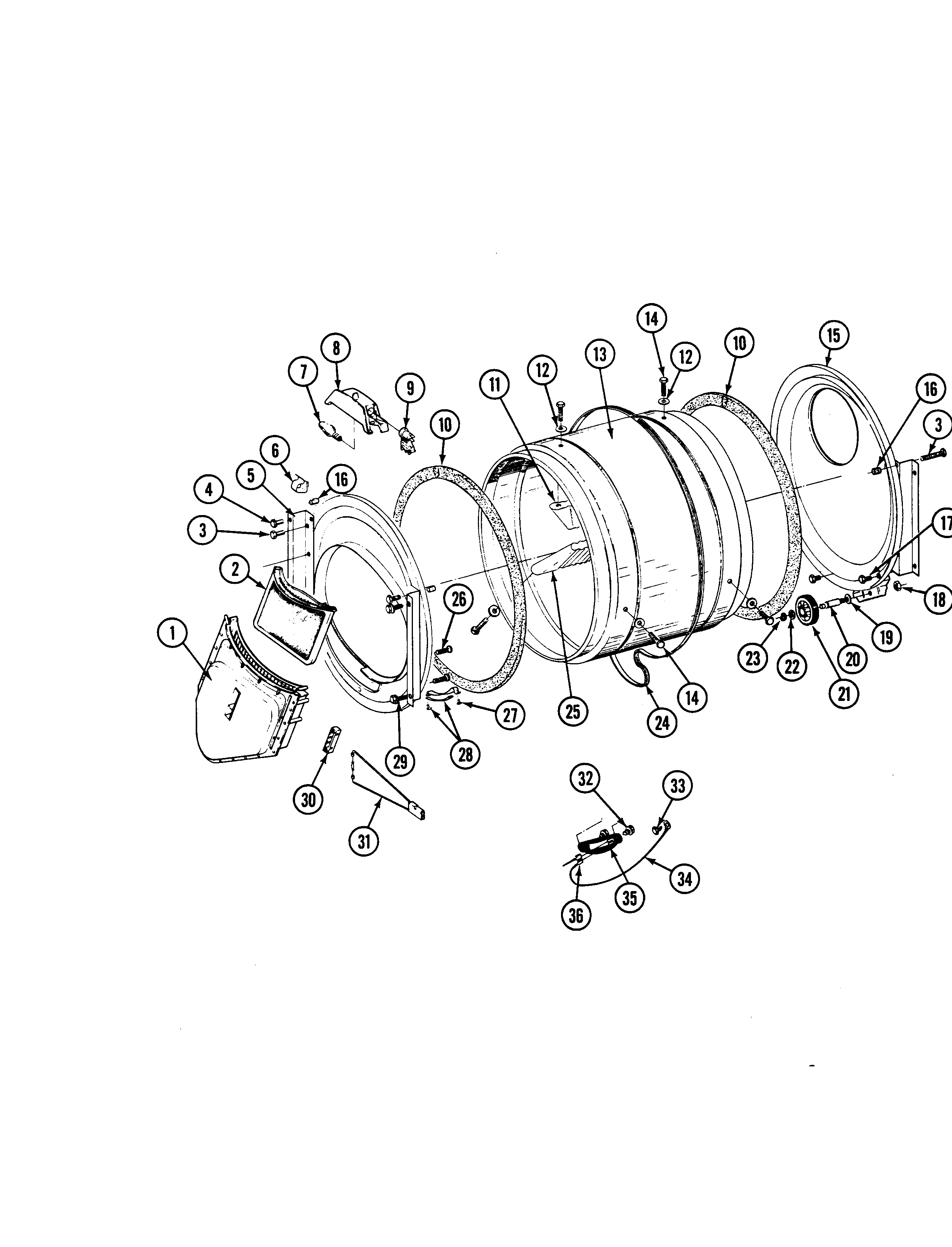 Maytag LDE7500ACW tumbler (lde7500acl,acw,adl,adw) diagram