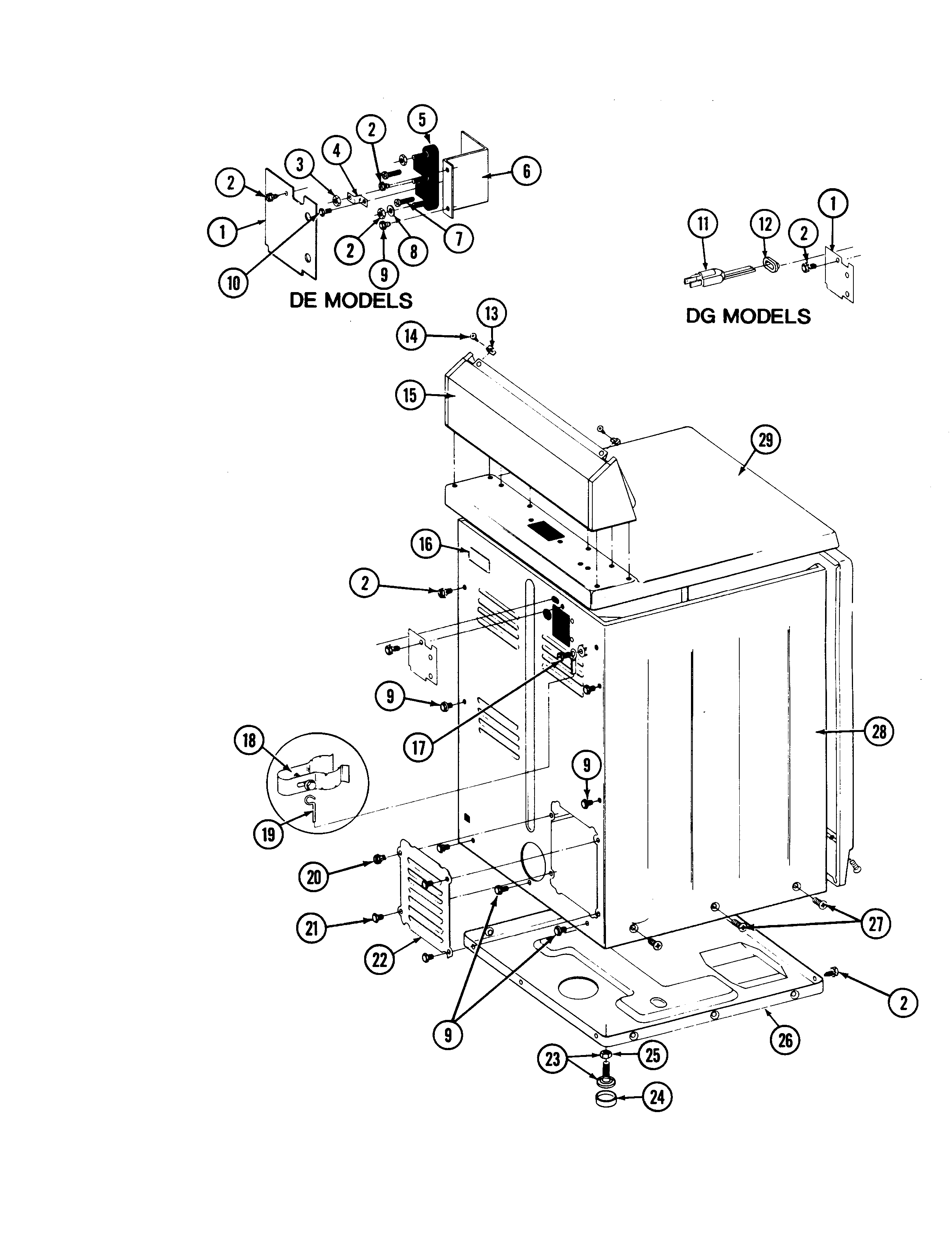 Maytag LDE7500ACW cabinet-rear (lde7500ace,ade) & (ldg) diagram