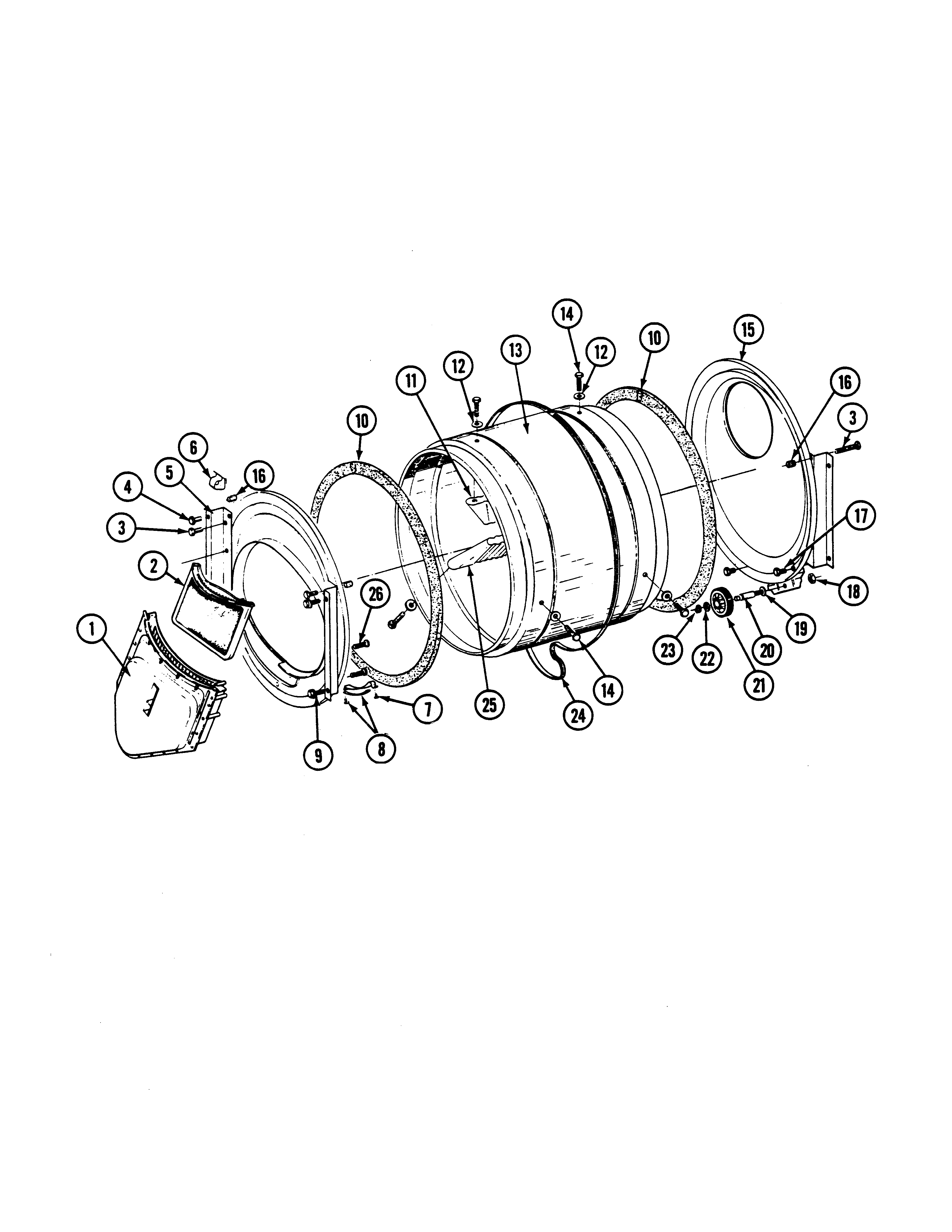 Maytag LDE7500ADM tumbler (lde7500acm,adm) & (ldg) diagram
