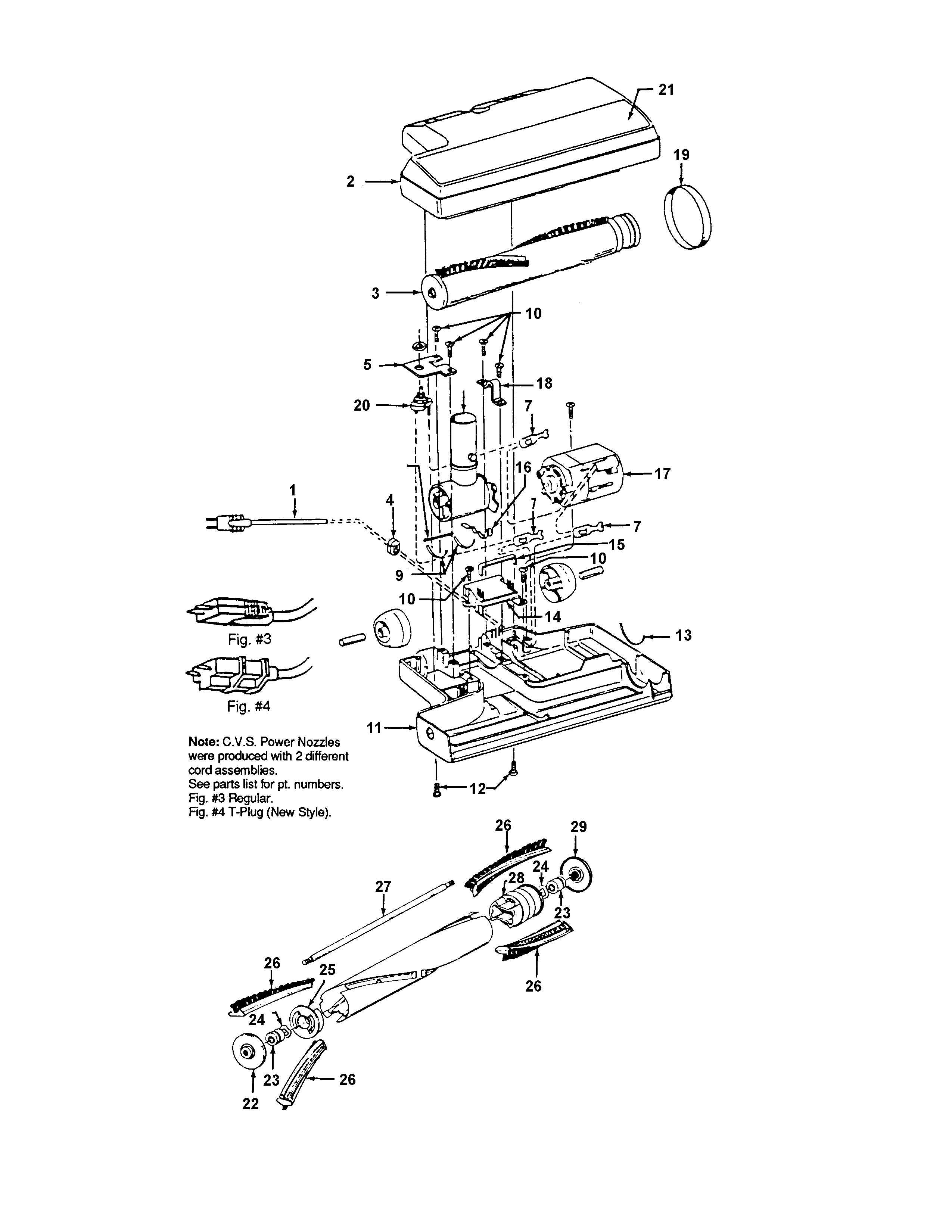 Hoover S3463--- powerednozzle, agitator diagram