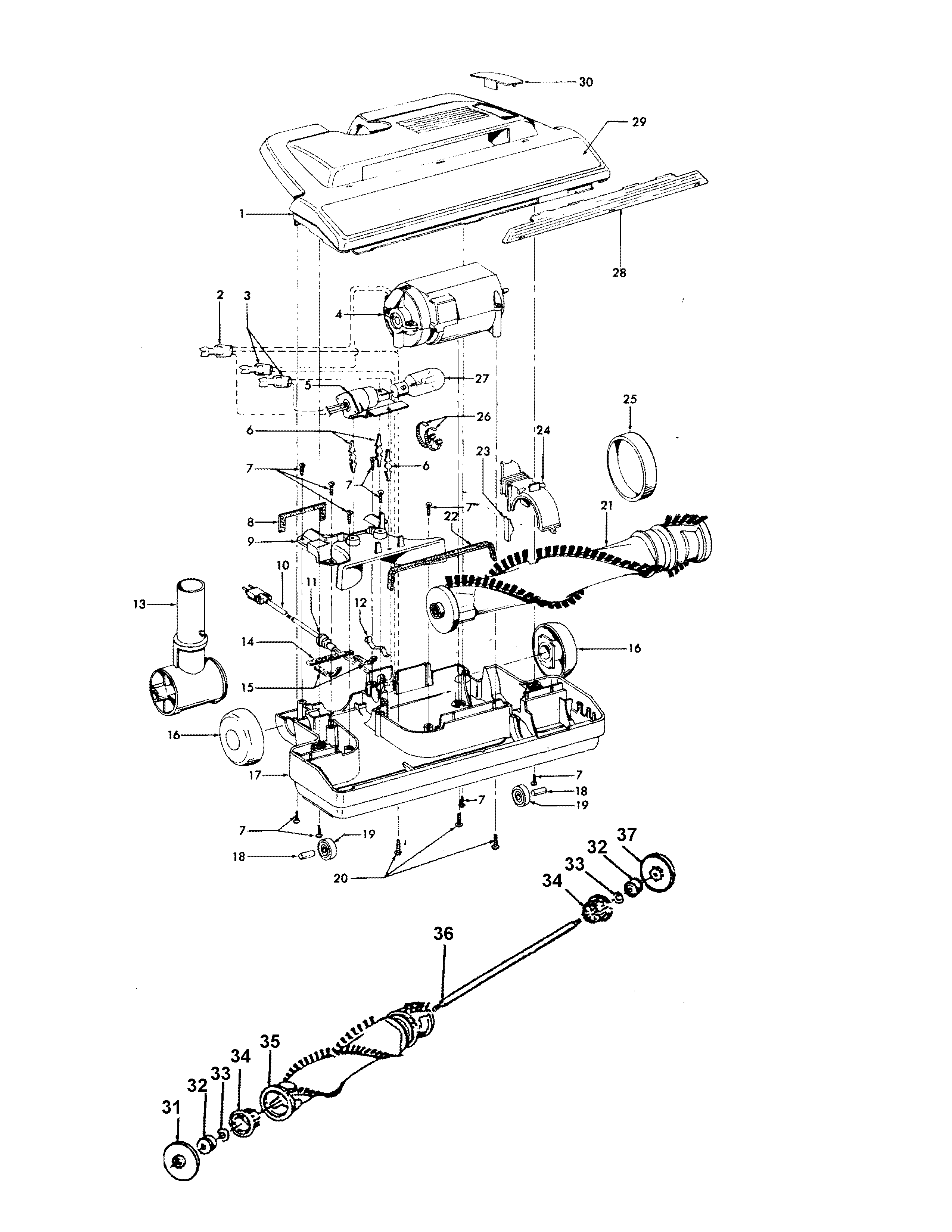Hoover S3601050 powerednozzle, agitator diagram