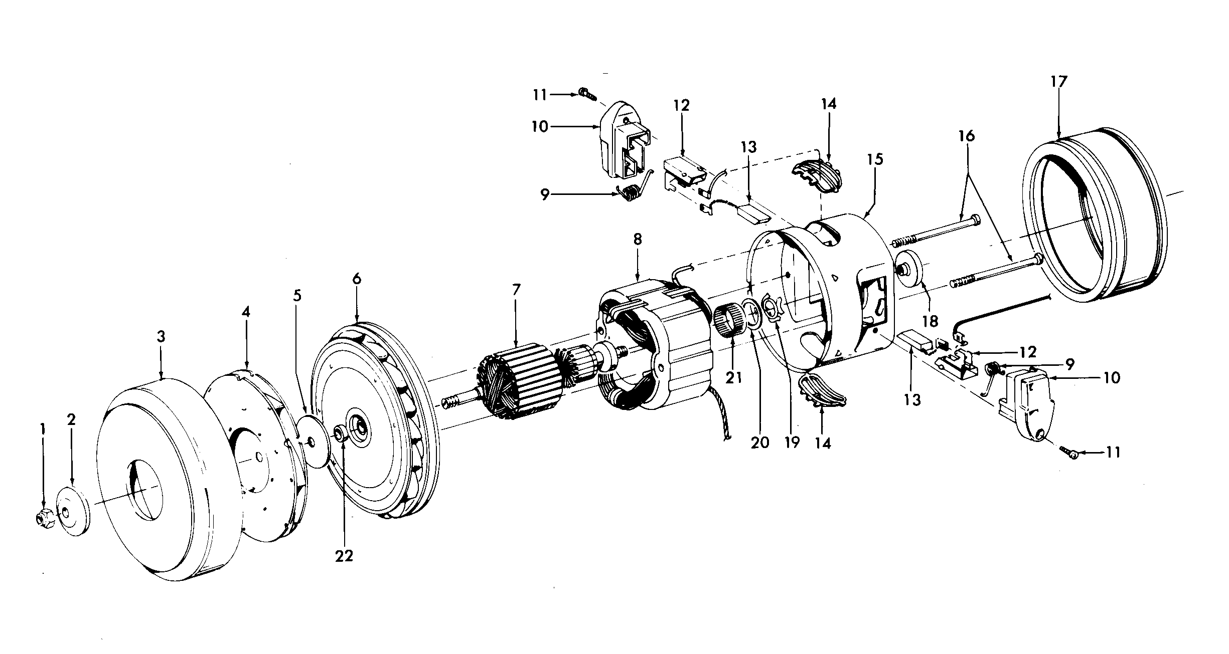 Hoover S3605--- motor assembly diagram