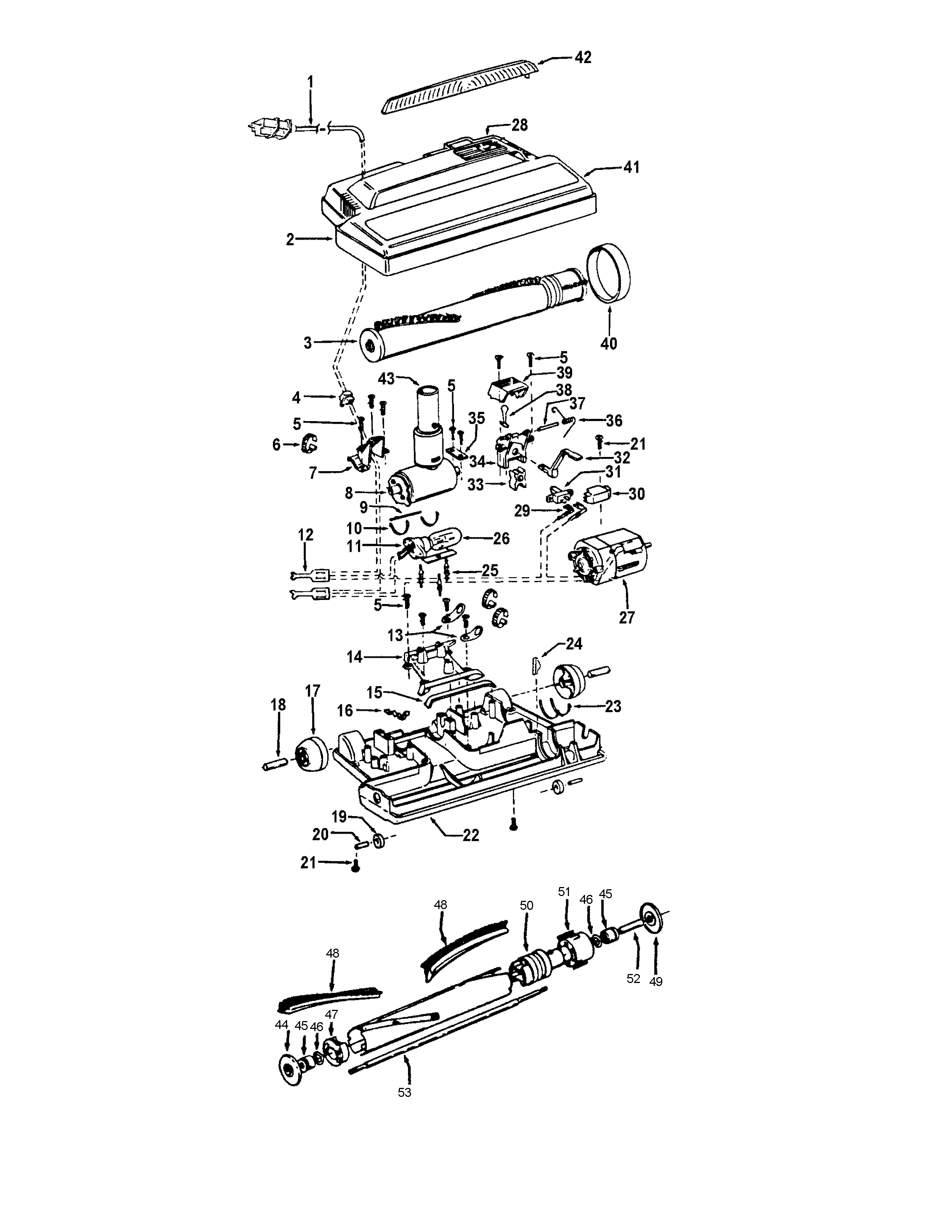 Hoover S3605--- powerednozzle, agitator diagram