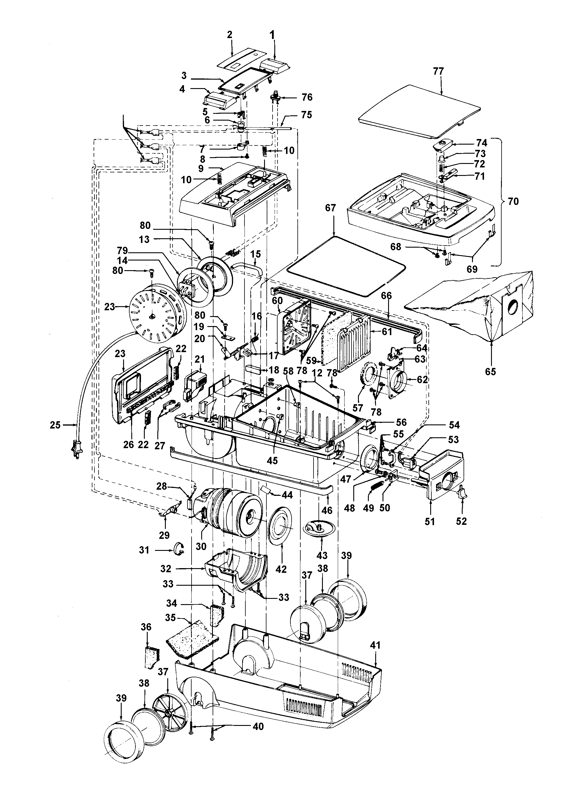 Hoover S3623--- cordreel, mainhousing diagram