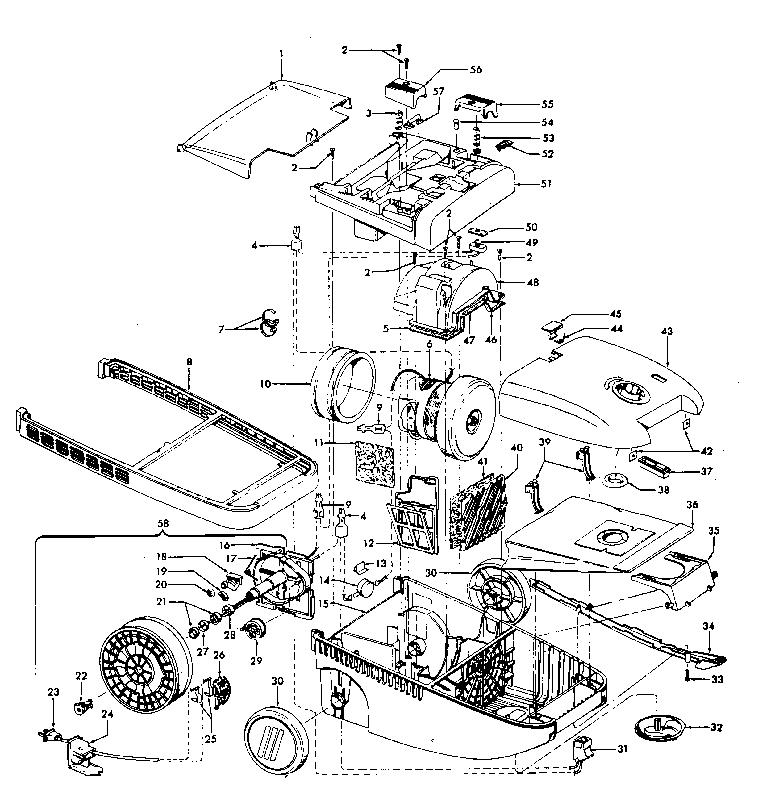 Hoover S3630050 cordreel, mainhousing diagram