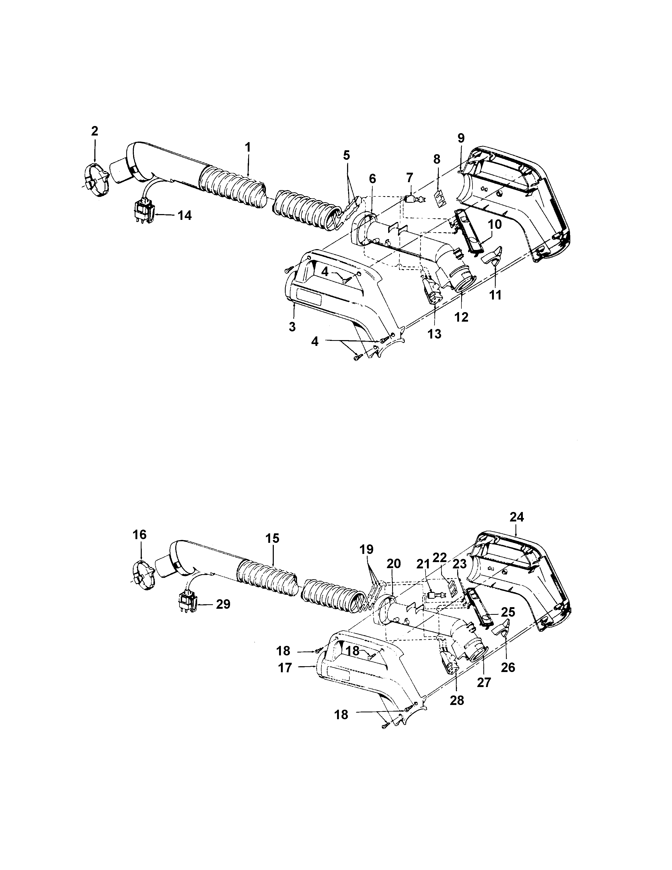 Hoover S3630050 hose diagram
