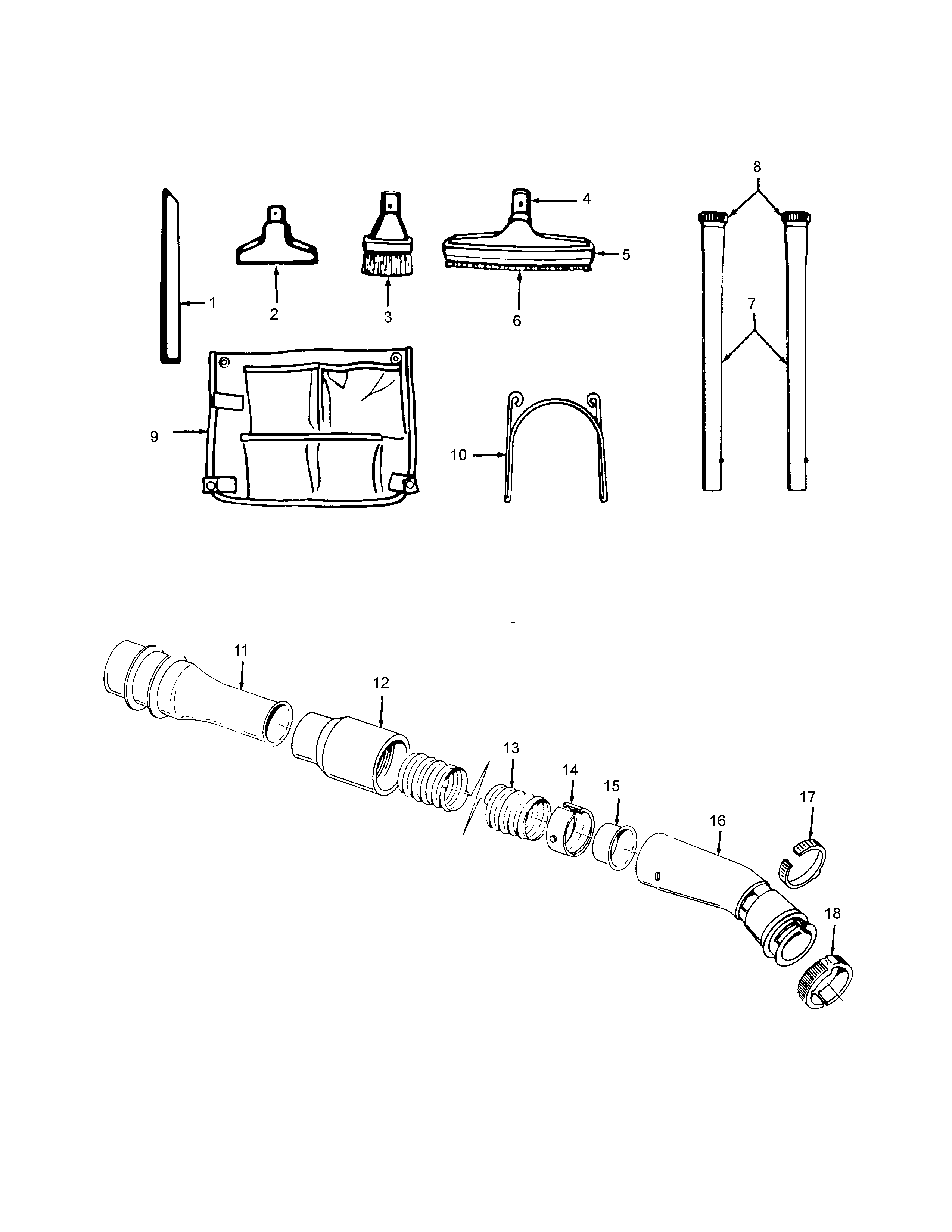 Hoover S5533 cleaningtools diagram