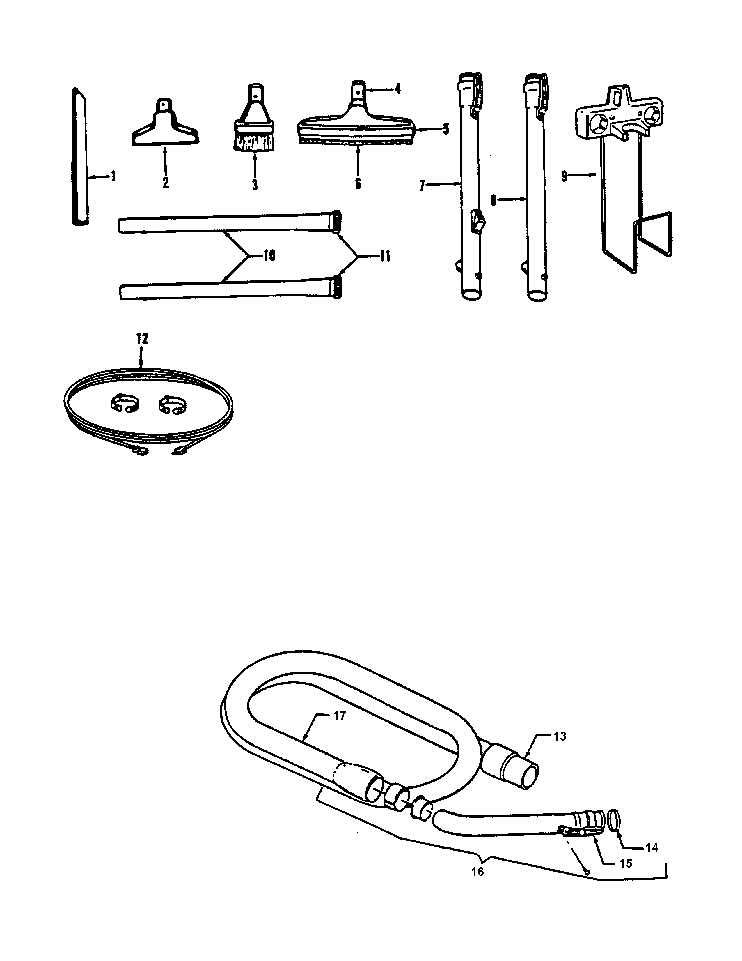 Hoover S5575 hose, cleaningtools diagram