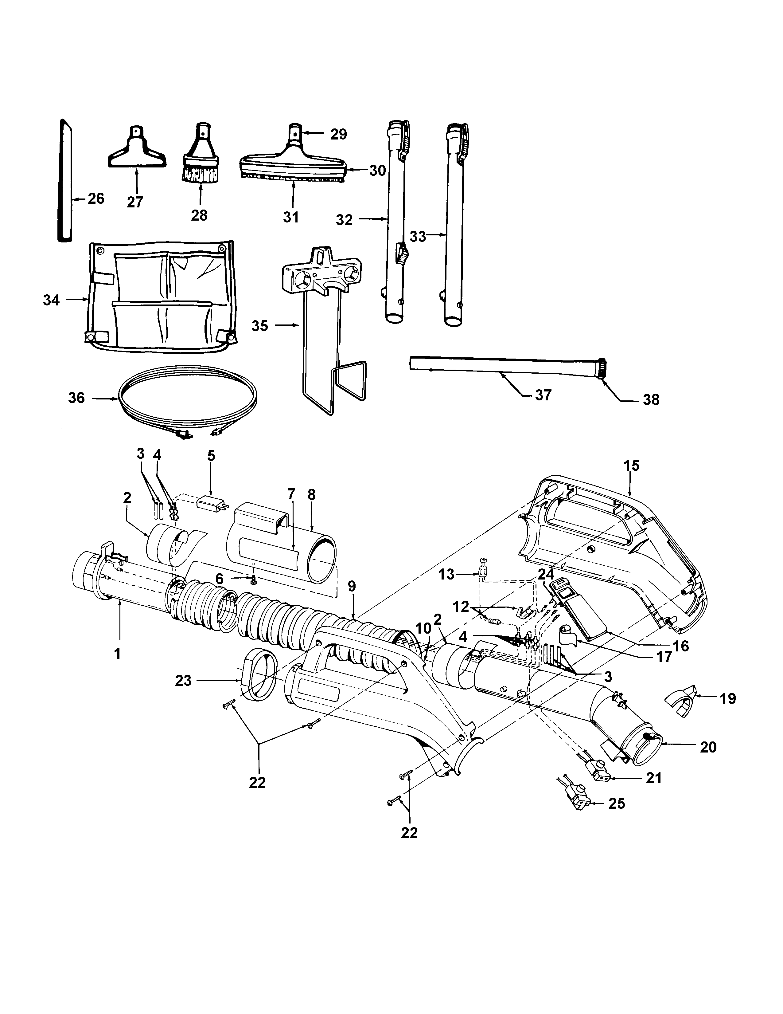 Hoover S5583 cleaningtools, hose_newstyle diagram