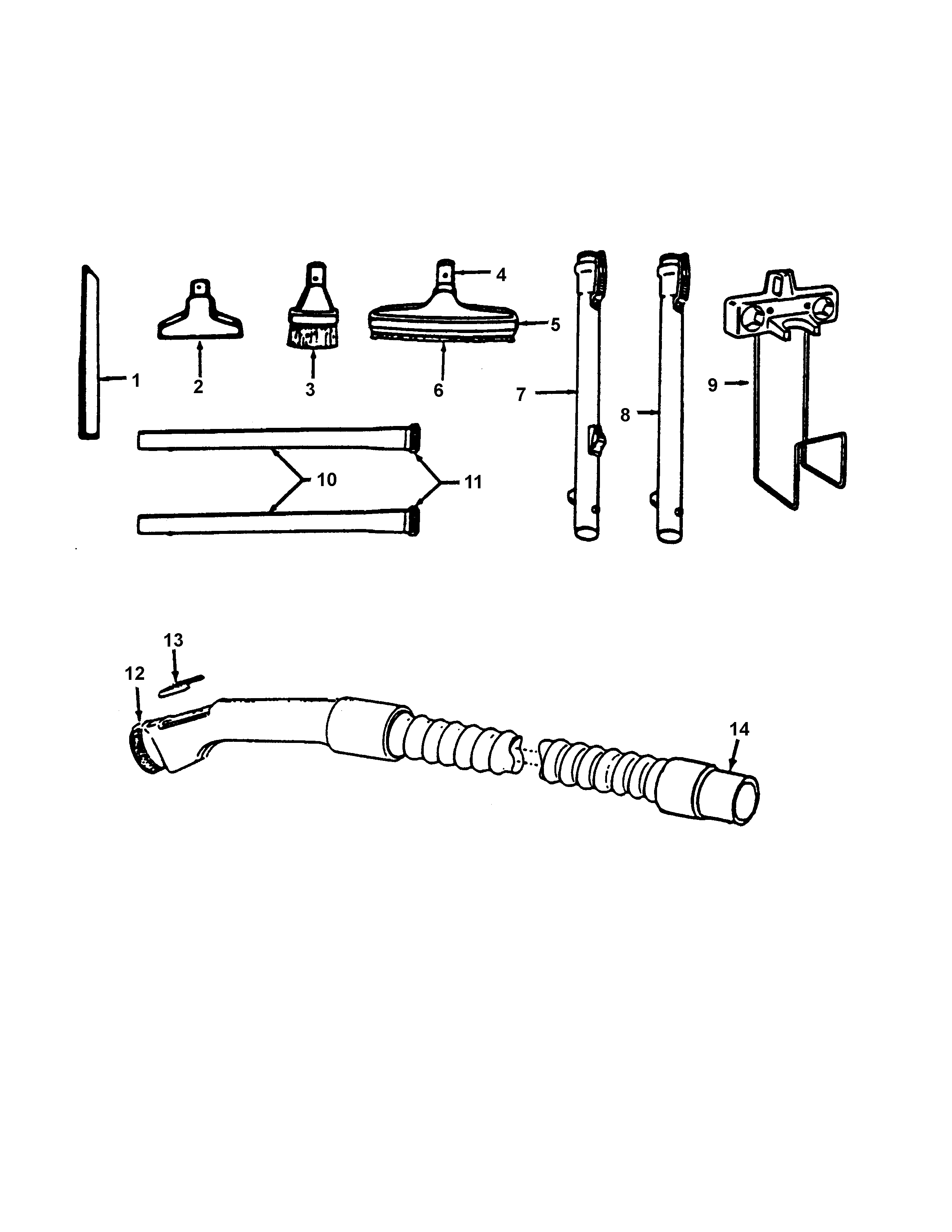 Hoover S5645-001 hose, cleaningtools diagram