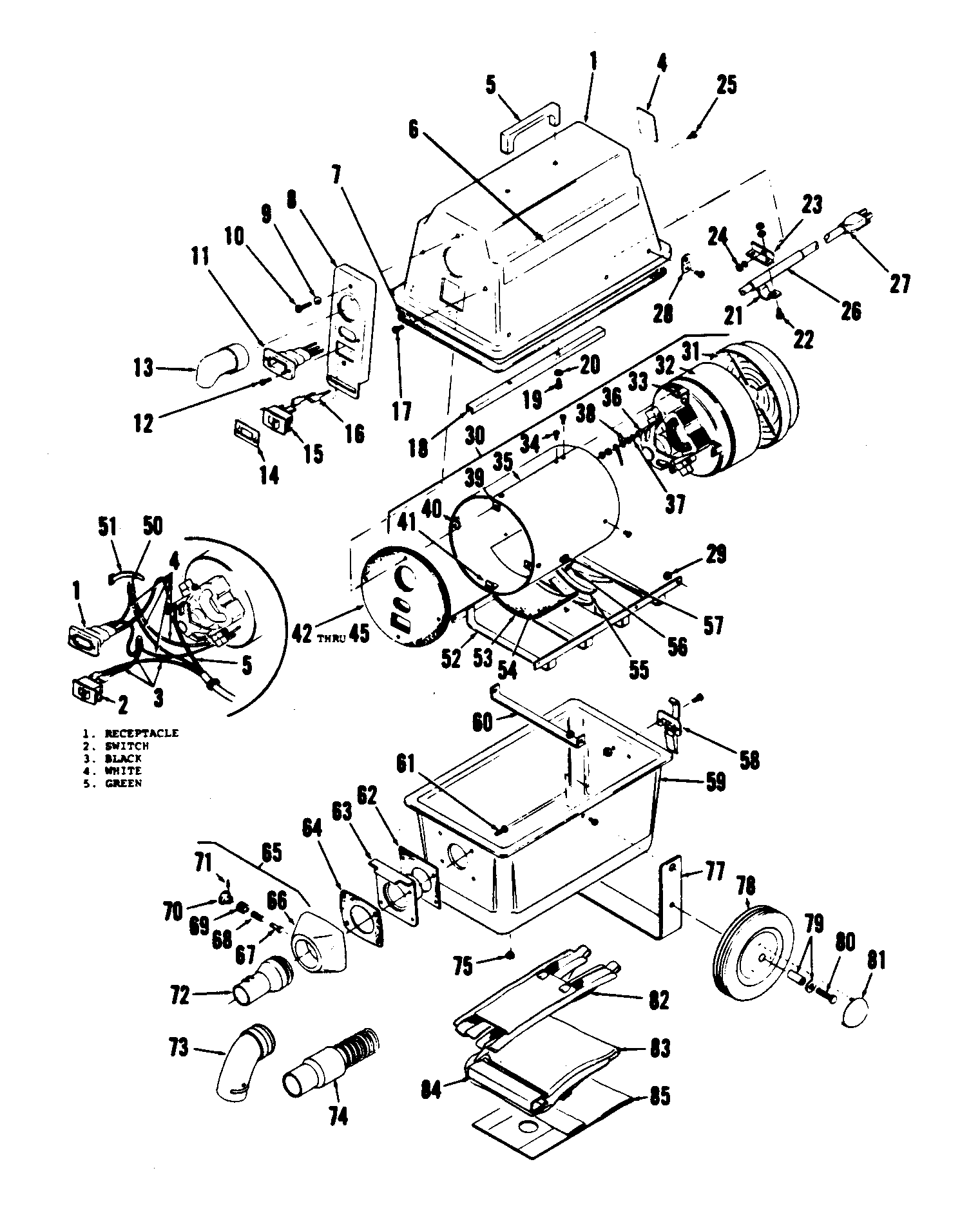 Hoover S7083--- motor assembly, mainbody diagram