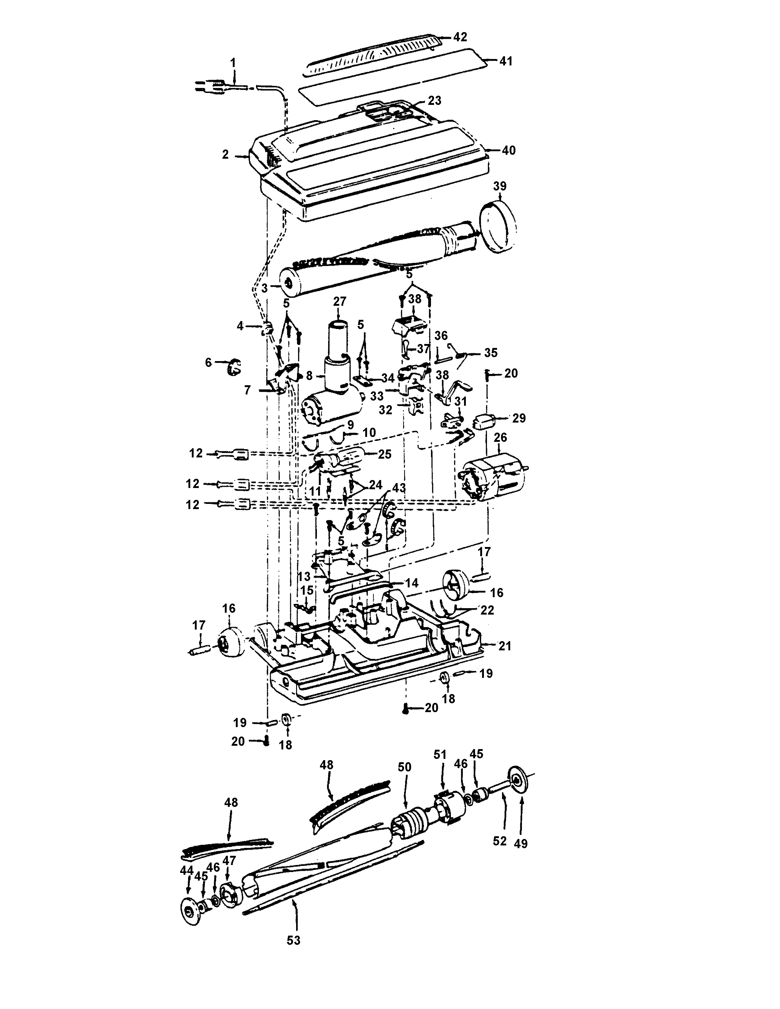 Hoover S8149 powerednozzle, agitator diagram