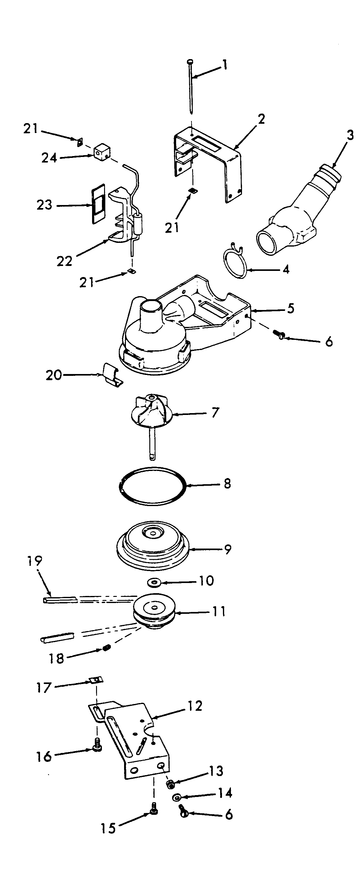 Hoover T1023-2 spincan, pumpbelt diagram