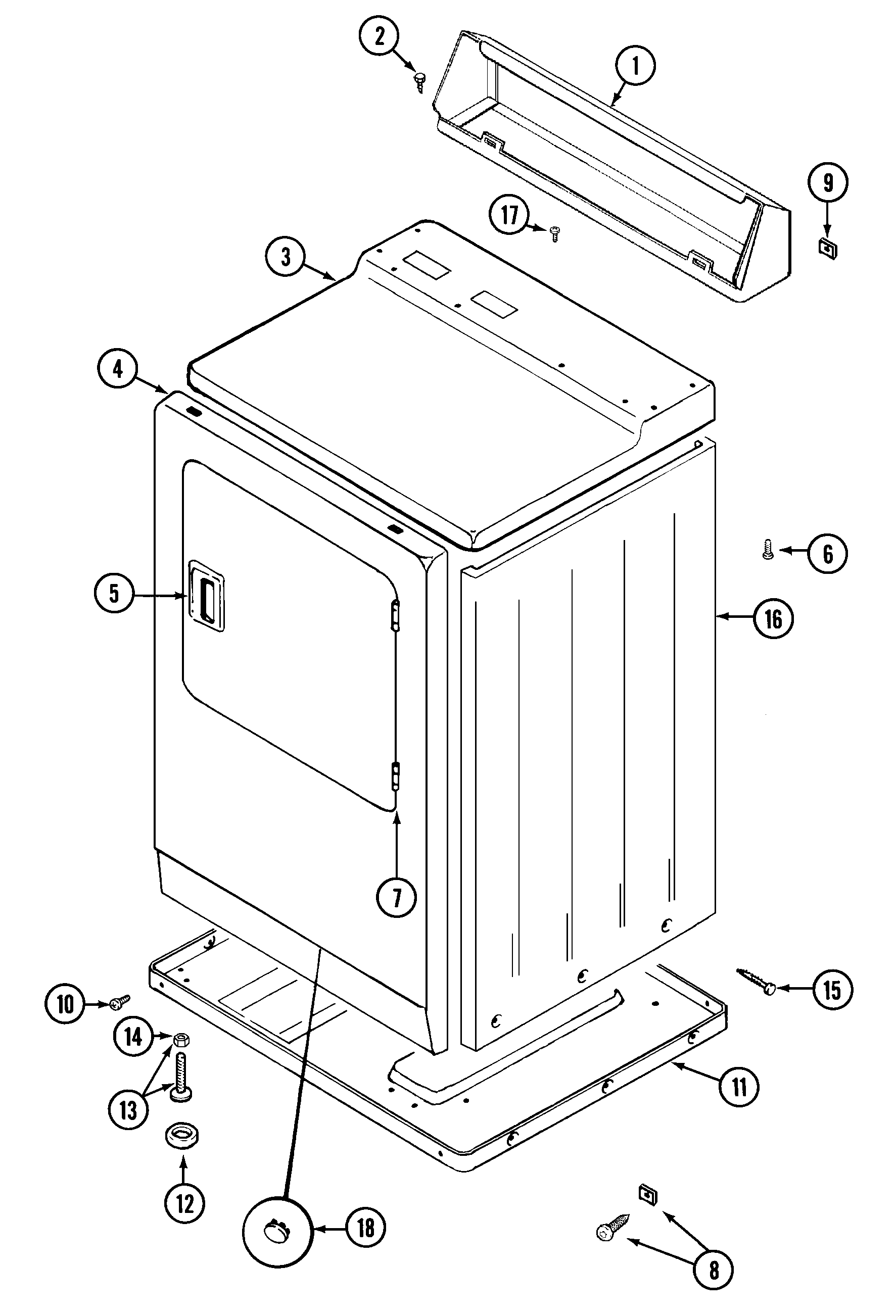 Maytag LDE9304ADM cabinet-front diagram