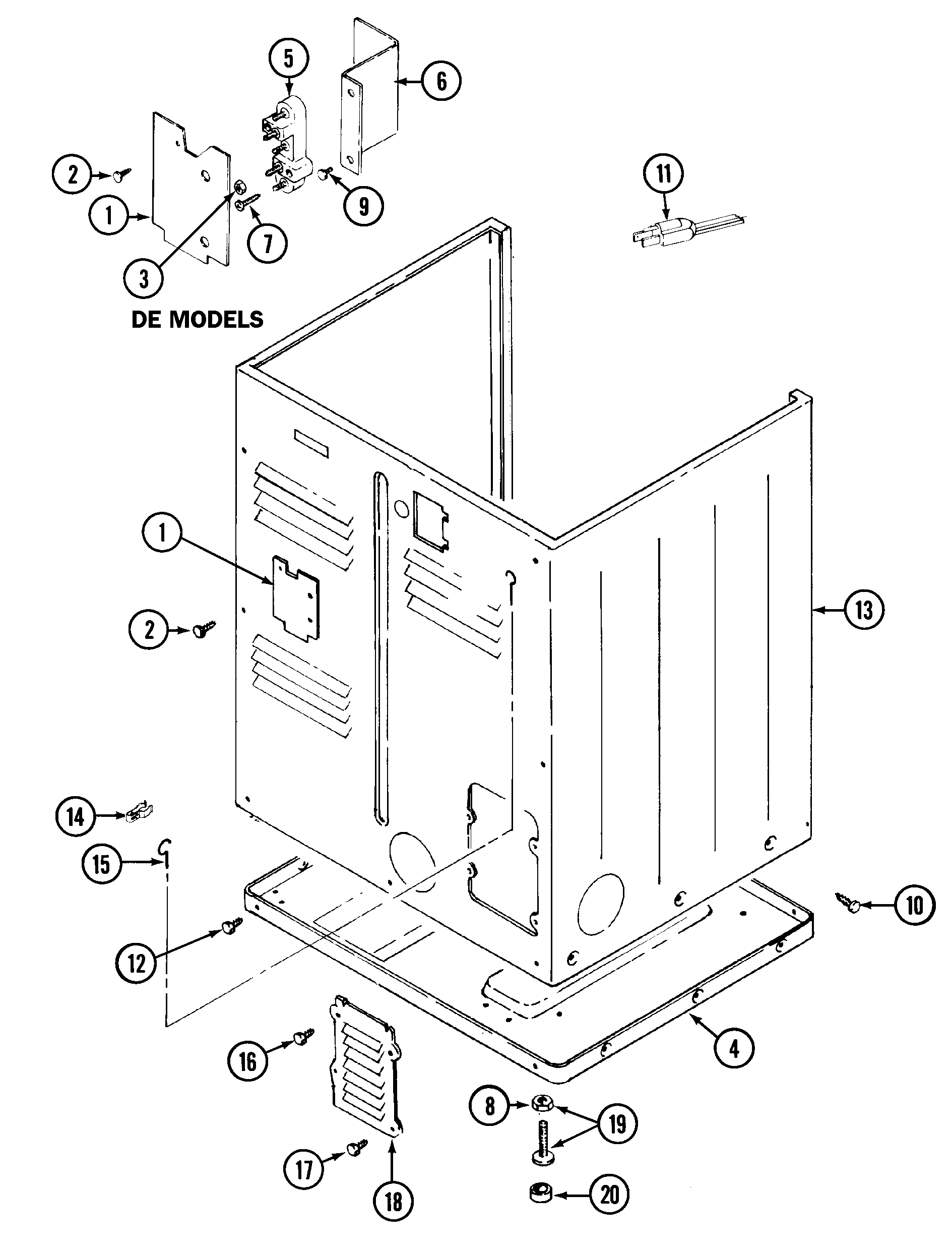 Maytag LDE9304ADM cabinet-rear diagram