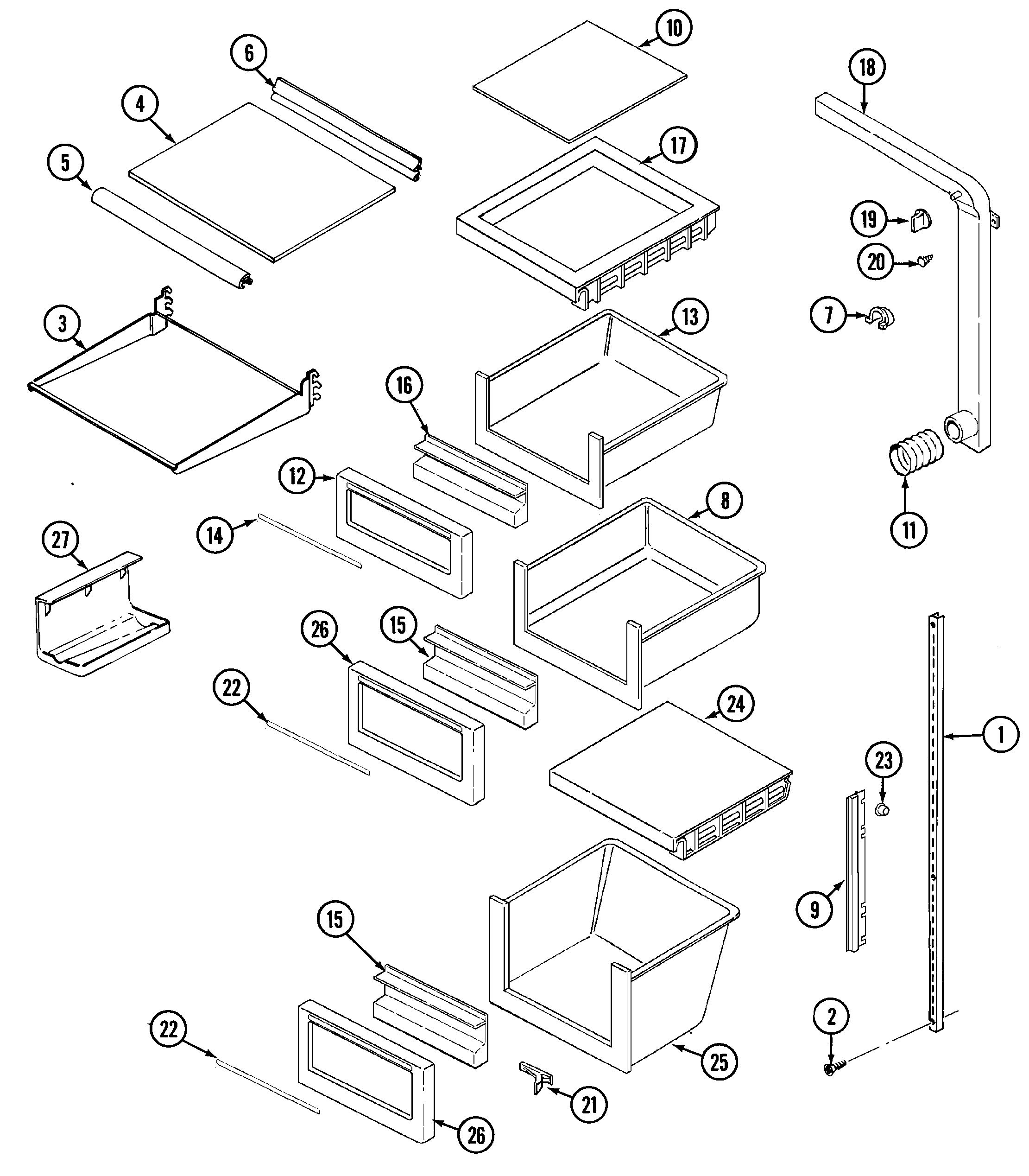 Magic Chef RCE244TDM shelves & accessories diagram