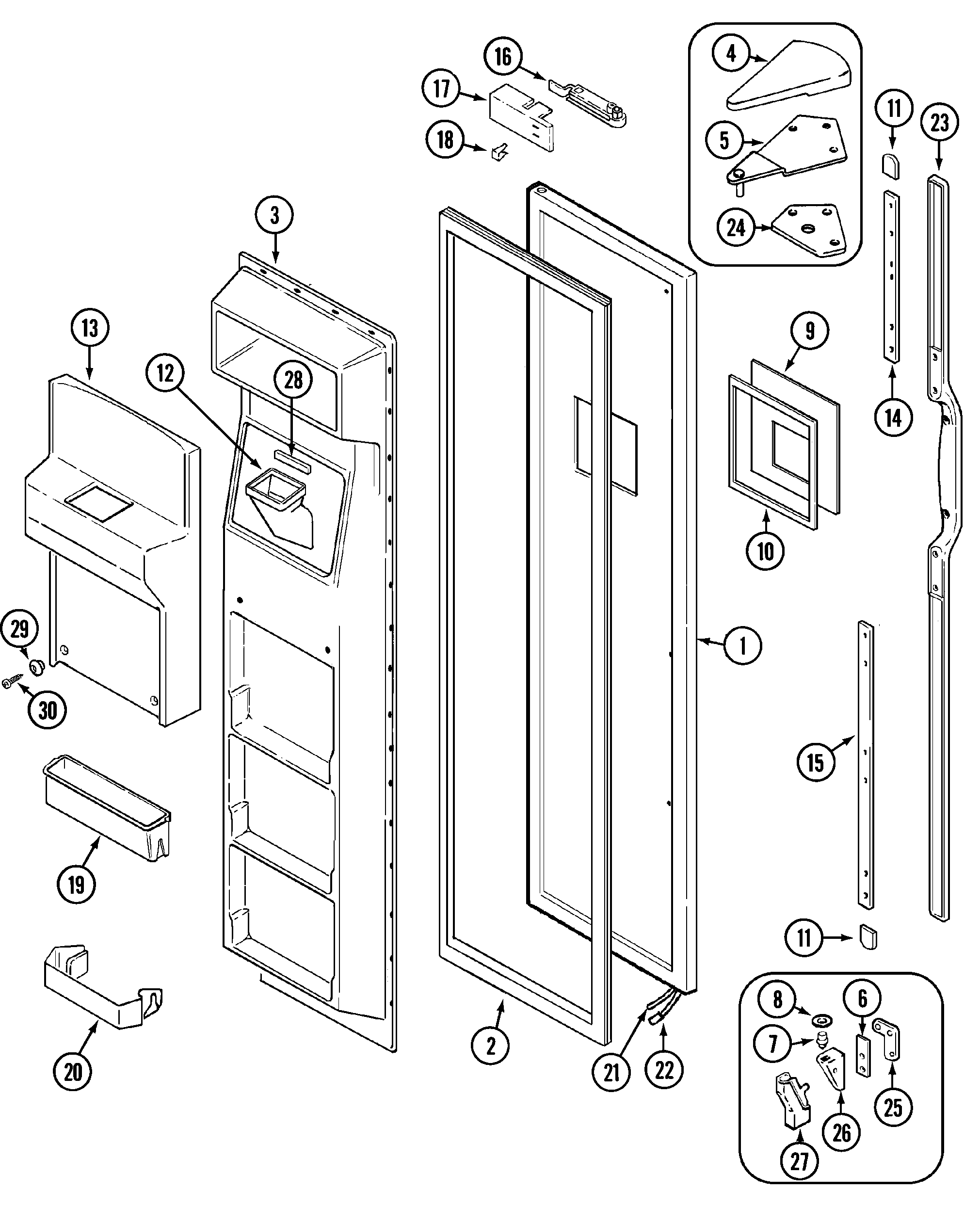 Magic Chef RCE244TDM freezer door diagram