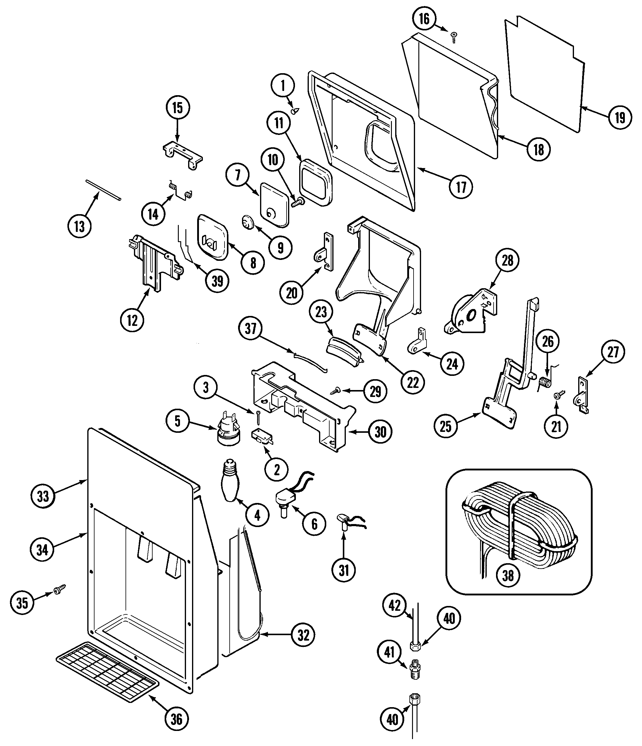 Magic Chef RCE244TDM ice & water dispenser diagram