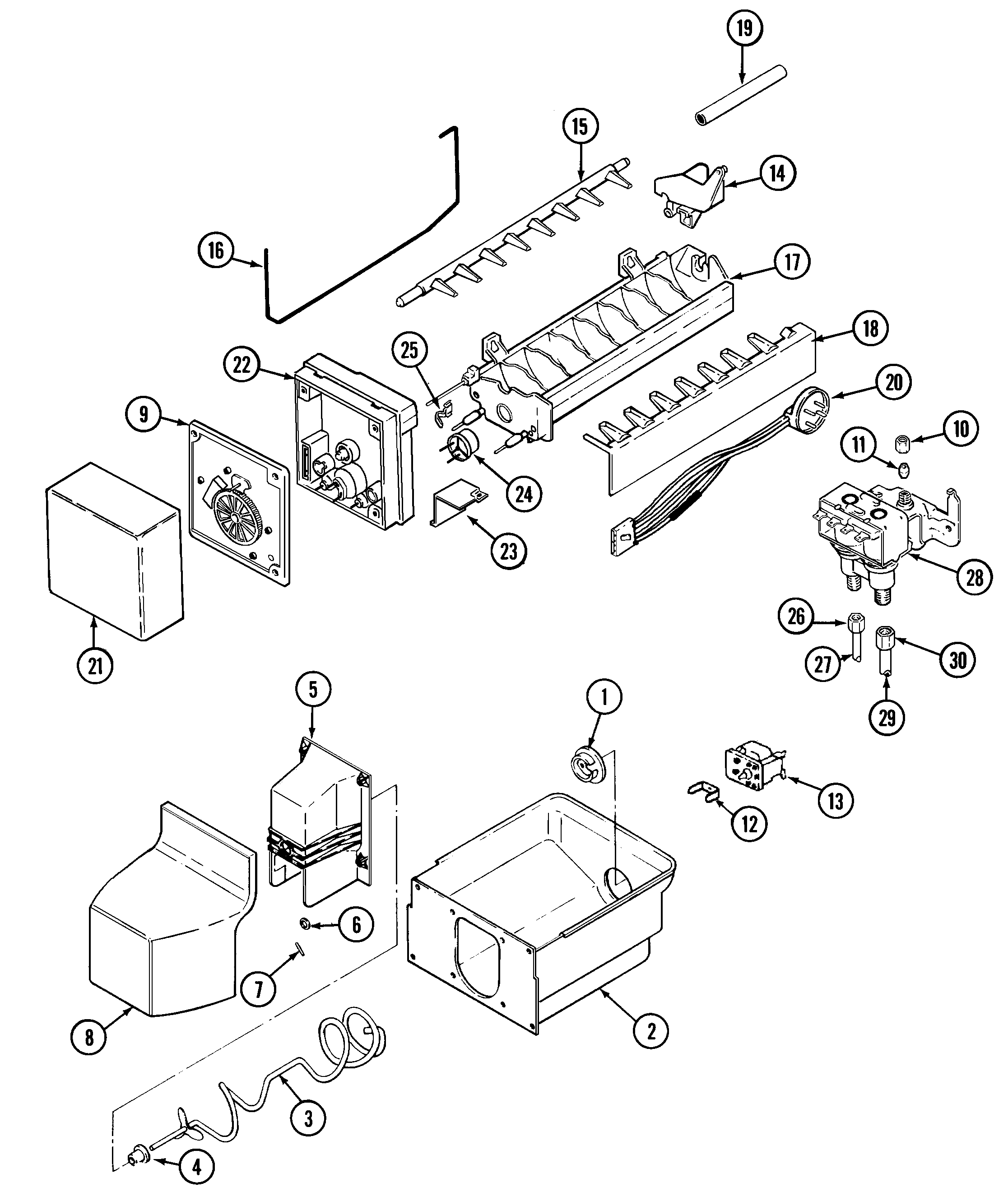 Magic Chef RCE244TDM ice maker & bin diagram