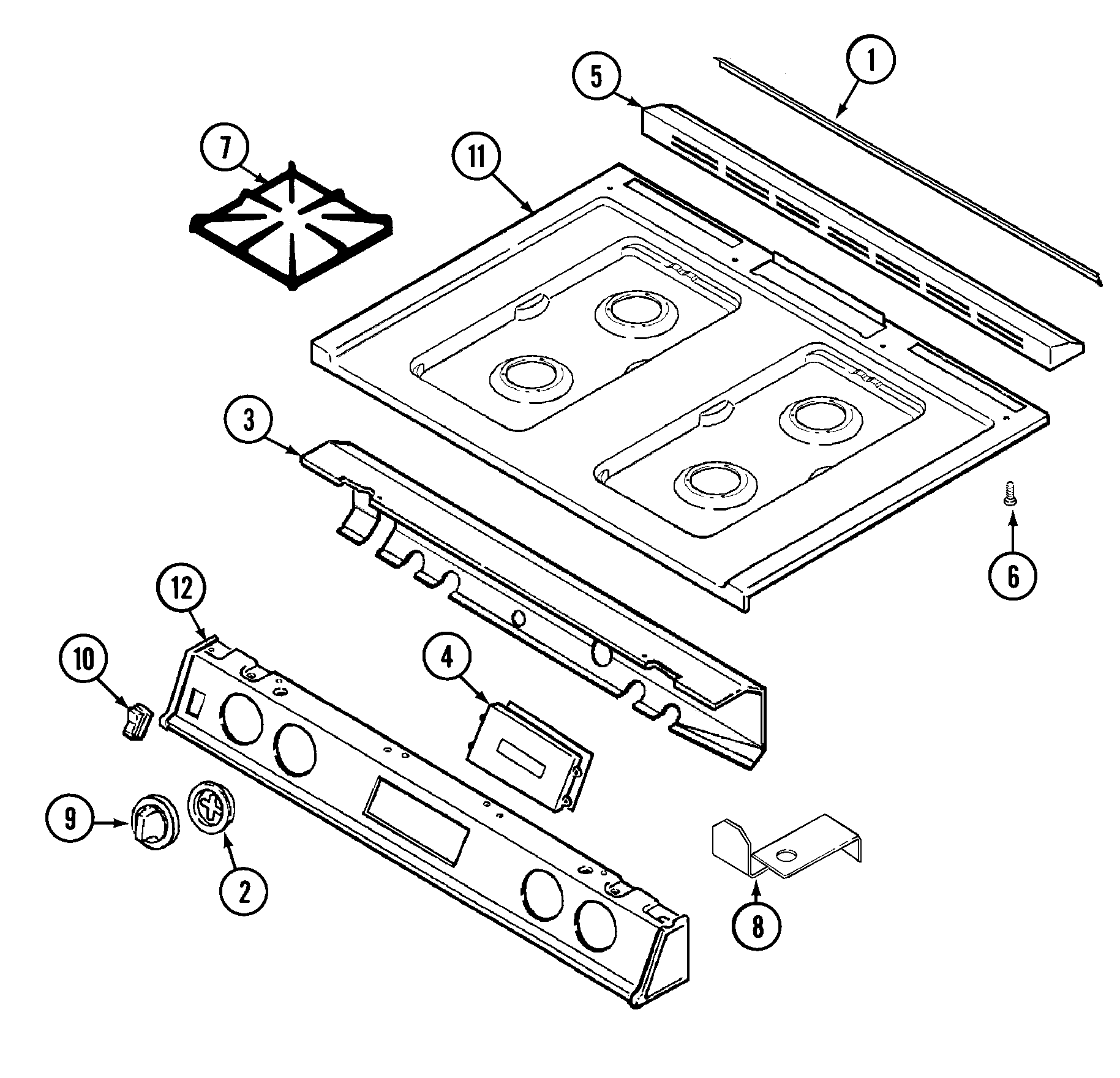 Maytag CHG9800BAB top assembly diagram