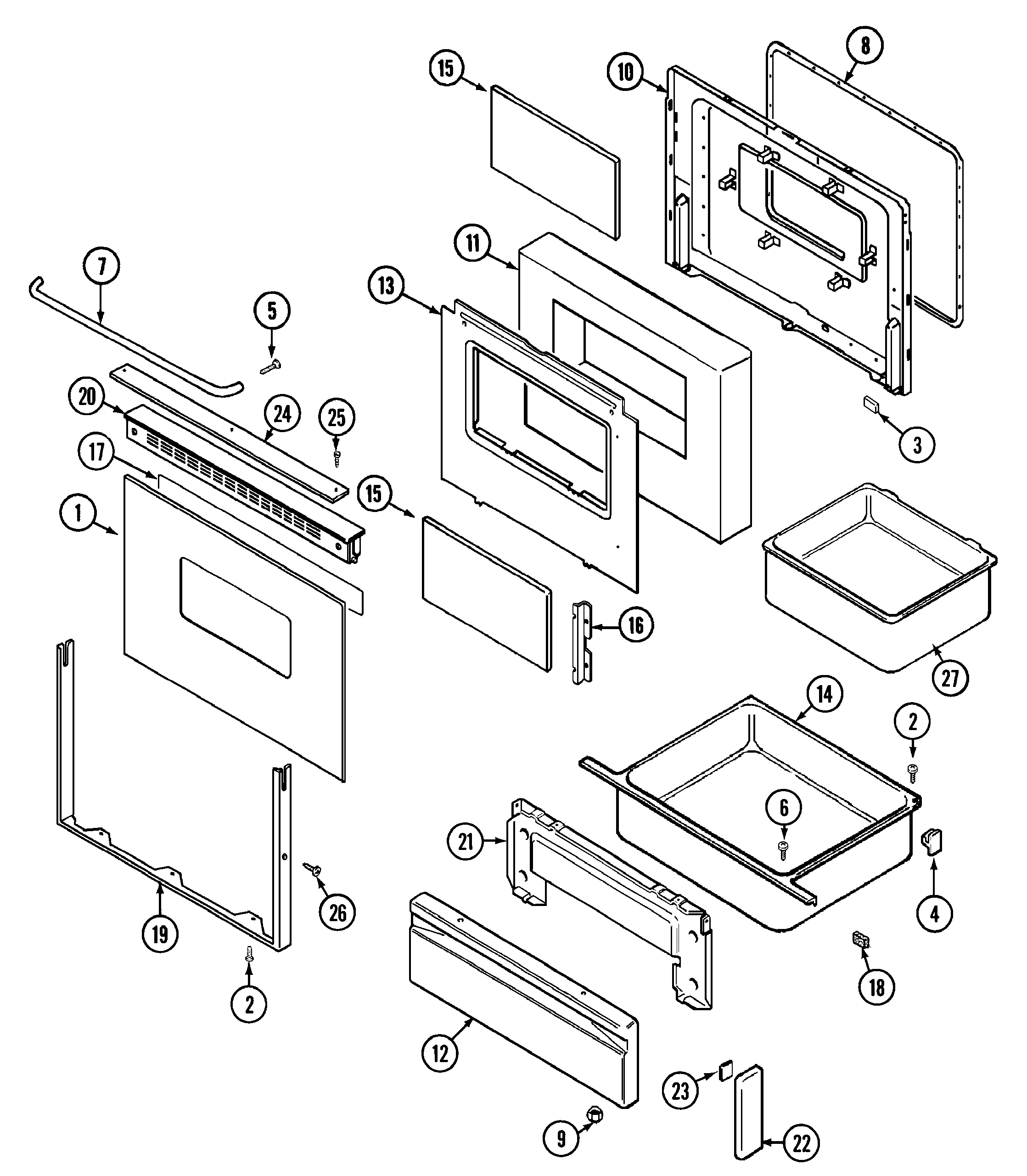 Maytag CHG9800BAB door/drawer (ser. pre. 12) diagram