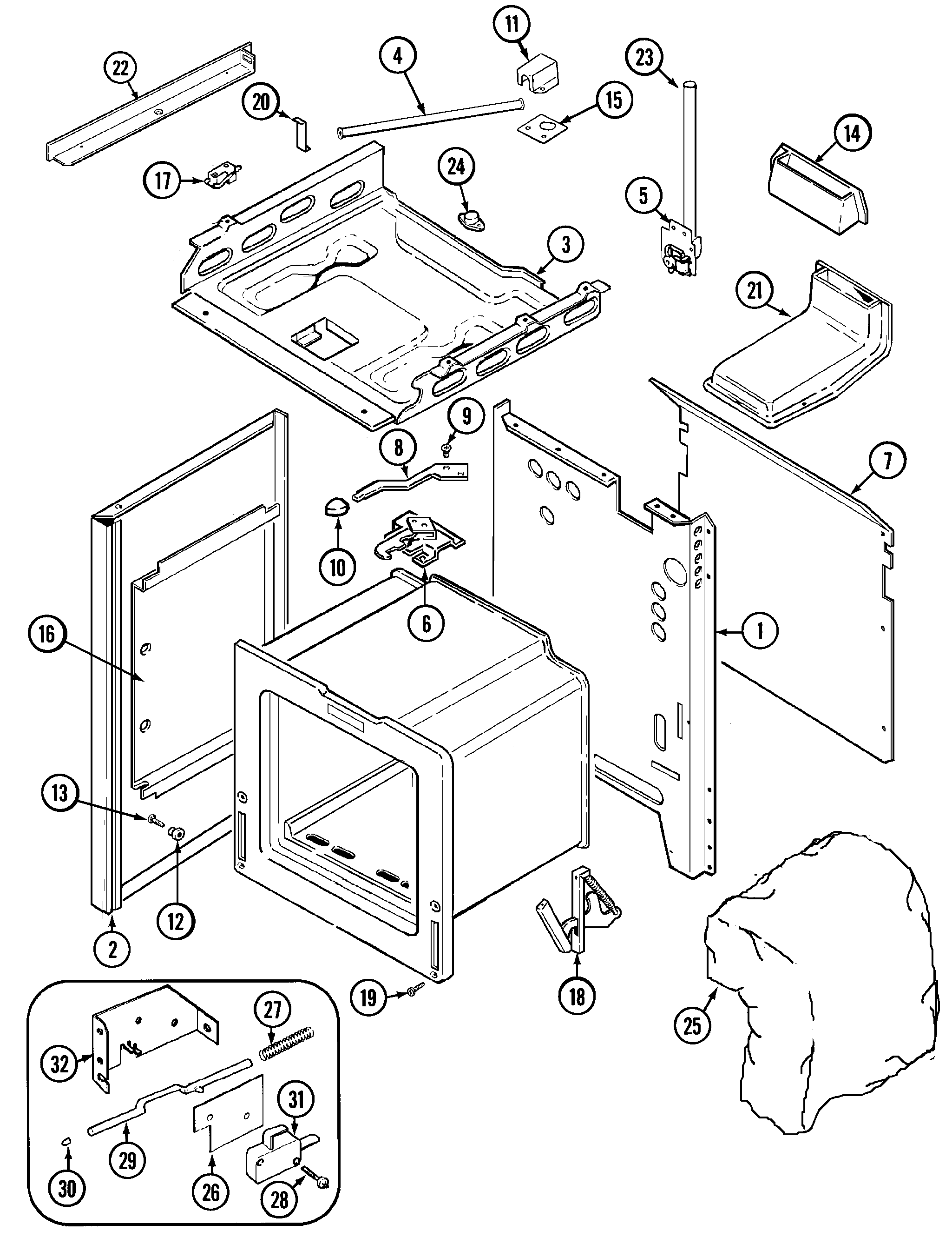 Maytag CHG9800BAM body diagram