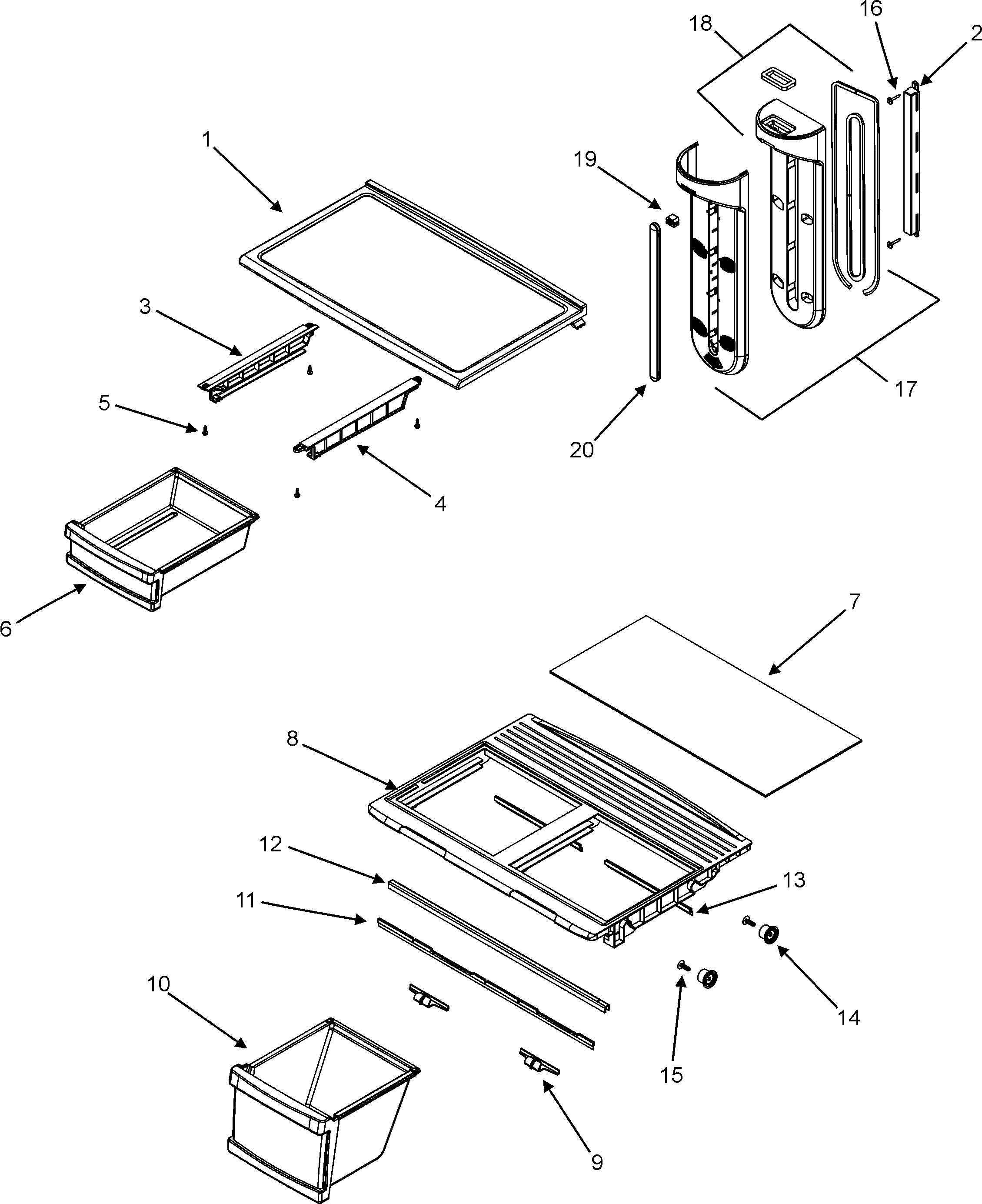 Maytag MTF1893ARQ shelves & accessories diagram