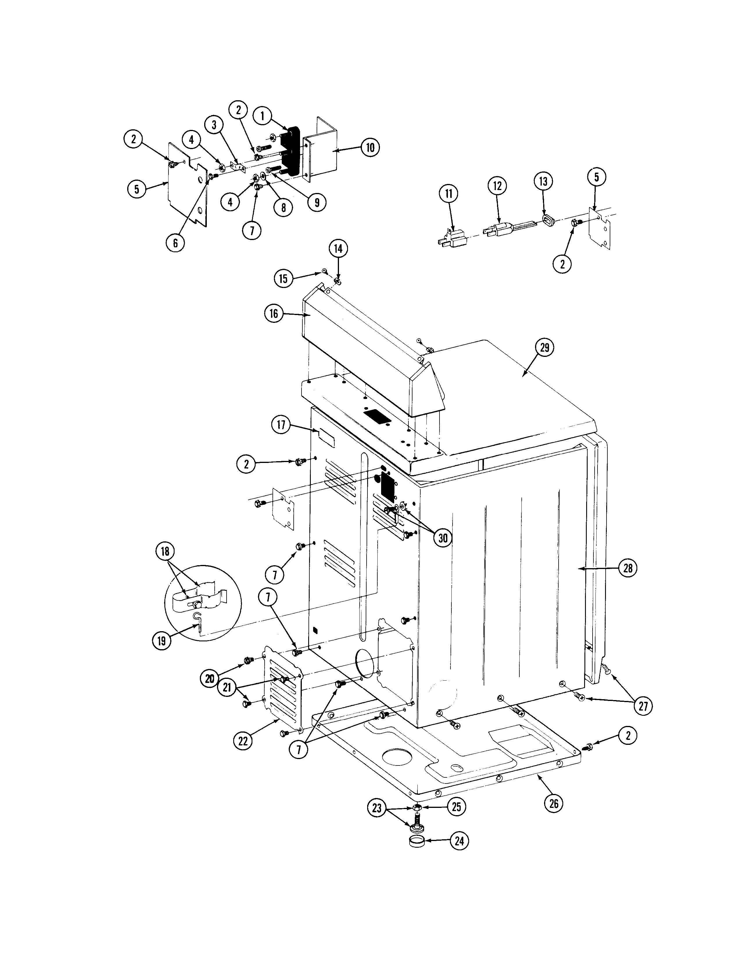 Maytag LDE612 rear view diagram