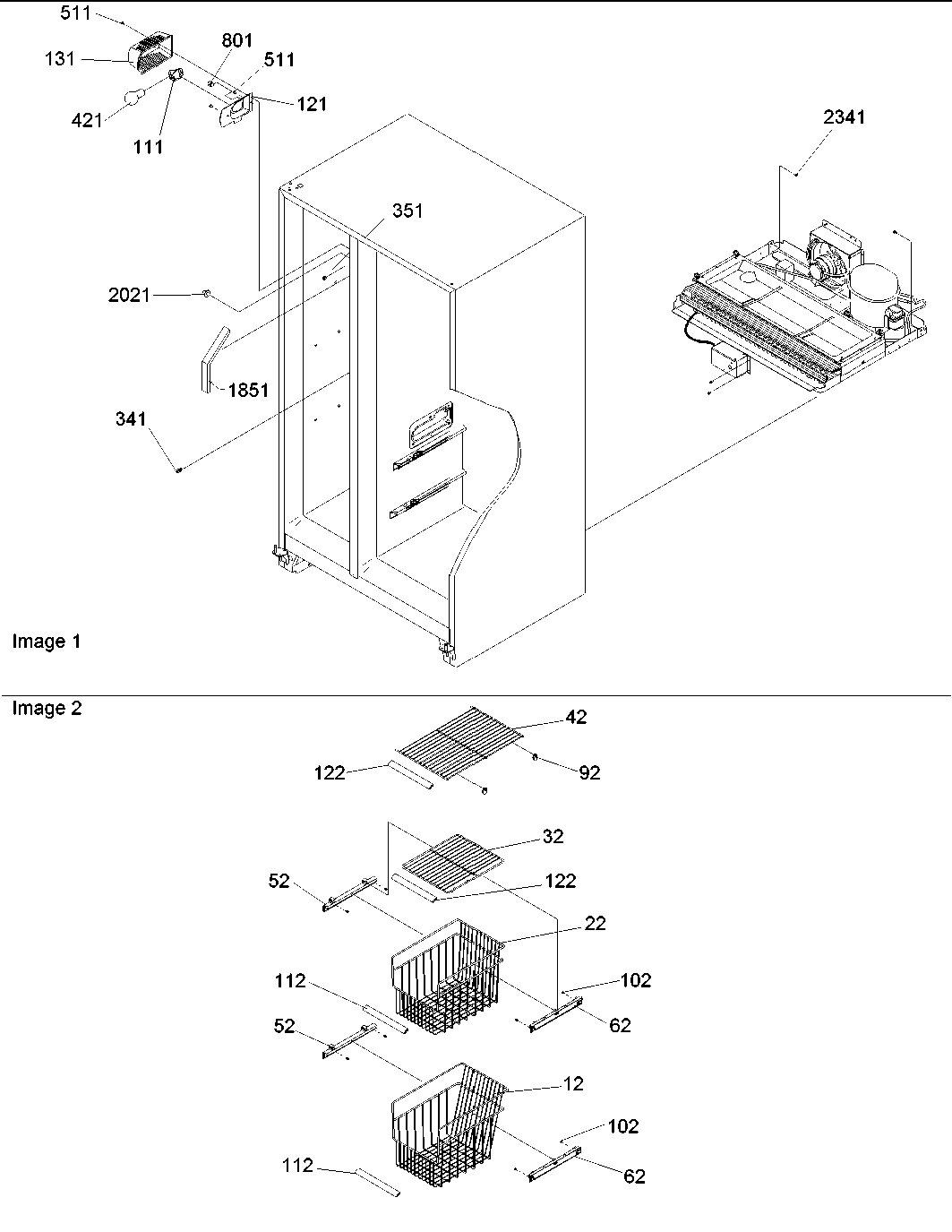 Amana ARS2367AS-PARS2367AS0 freezer shelves & lights diagram