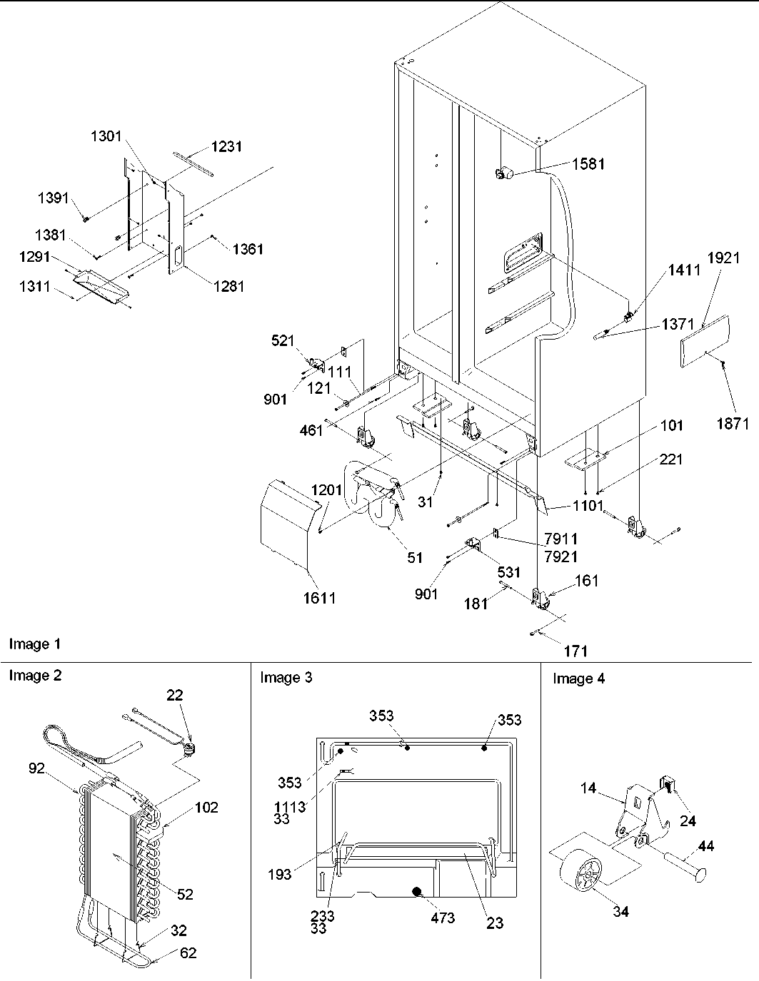 Amana ARS2667AS-PARS2667AS0 drain, rollers & evap assy diagram