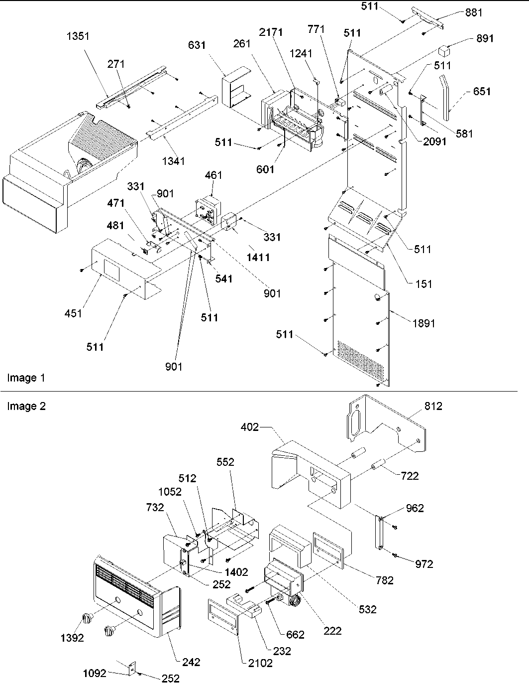 Amana ARS2667AS-PARS2667AS0 ice maker/control assy diagram