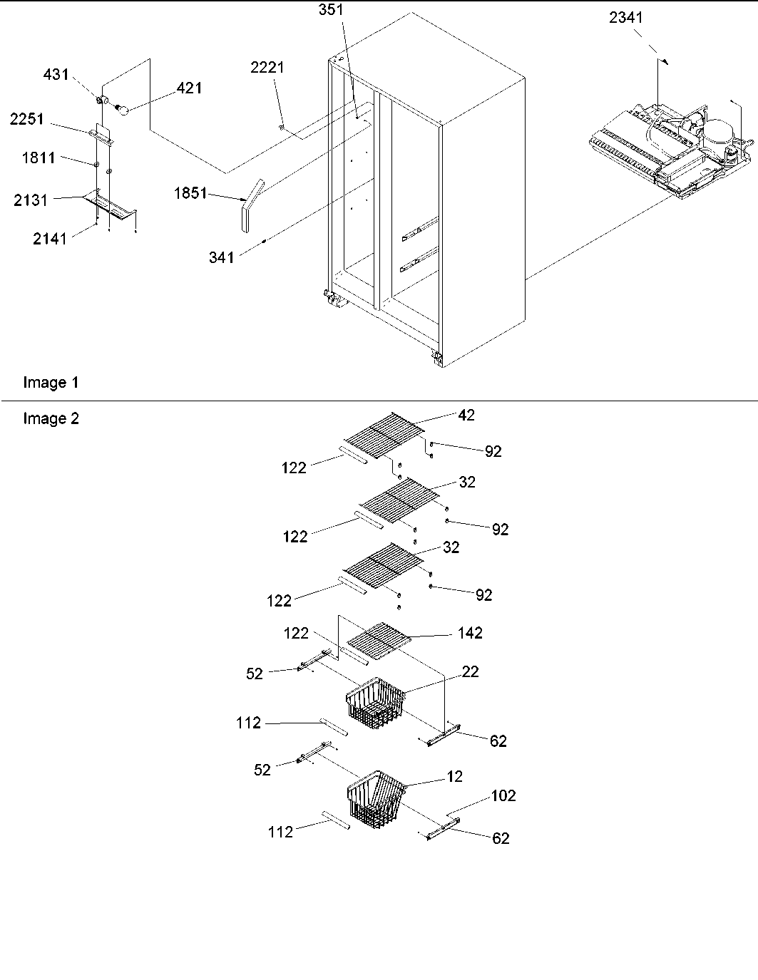 Amana ARS9107AW-PARS9107AW0 freezer shelves & lights diagram