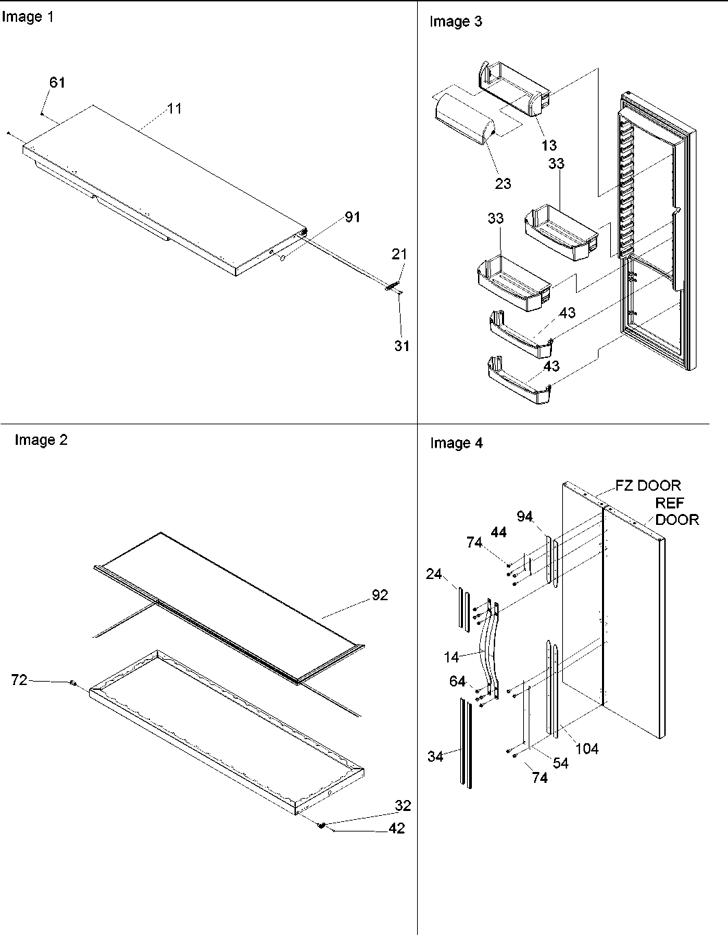 Amana ARS2365AB-PARS2365AB0 refr. door, trim & handles diagram