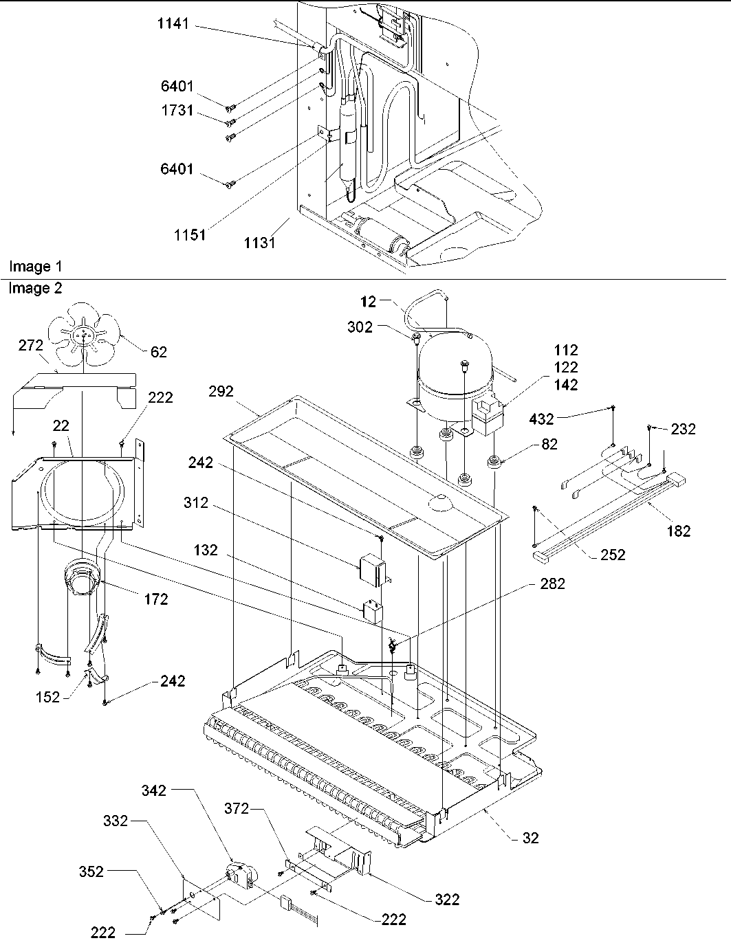 Amana ARB2107AS-PARB2107AS0 machine compartment diagram