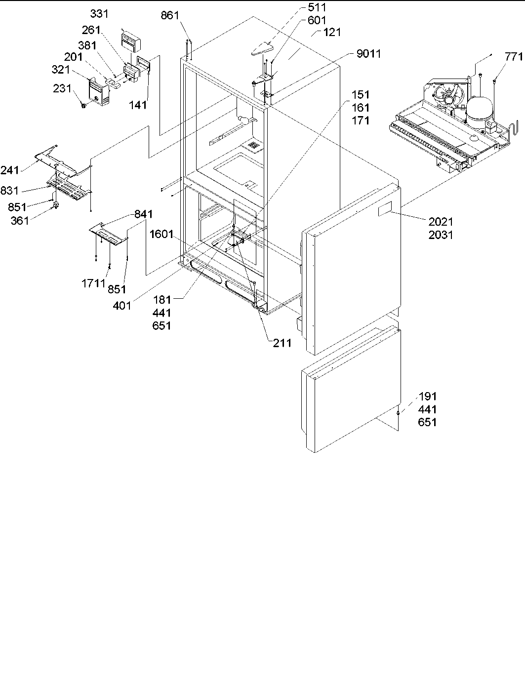 Amana ARB2109AWR-PARB2109AW0 controls & light covers diagram