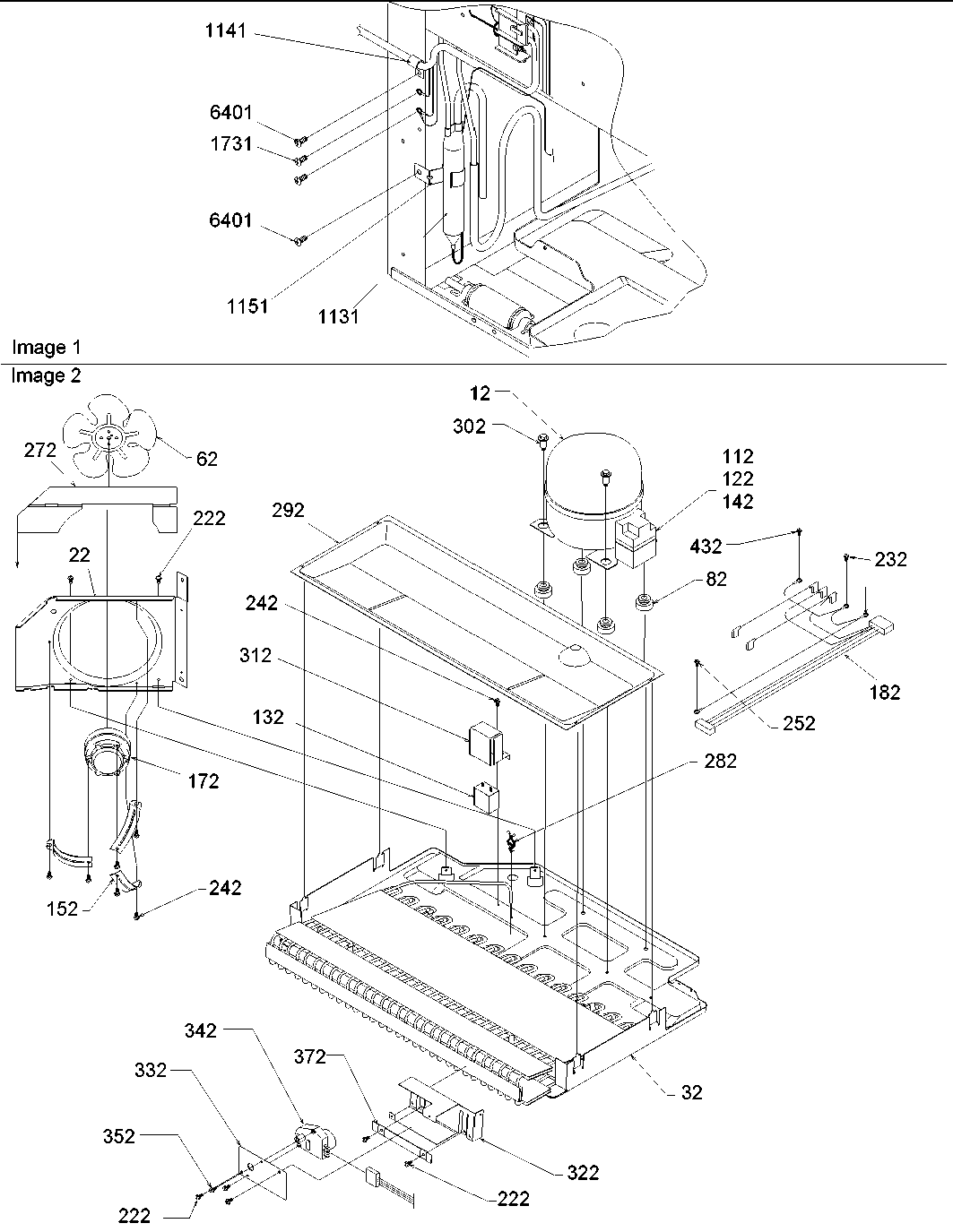 Amana ARB2109AWR-PARB2109AW0 machine compartment diagram