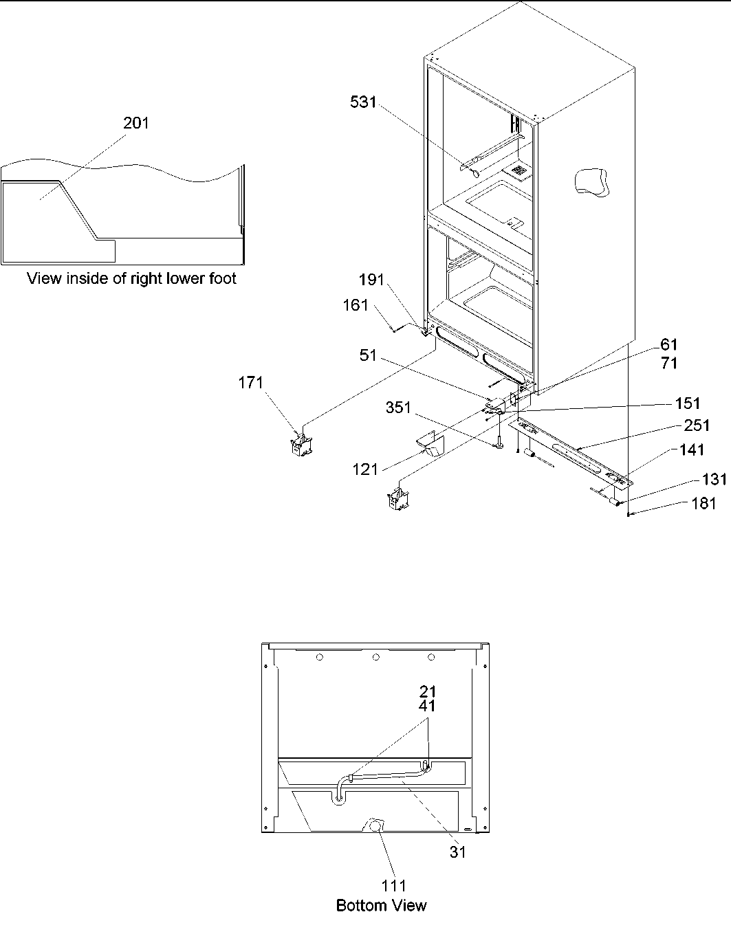 Amana ARB2109AWR-PARB2109AW0 insulation & rollers diagram