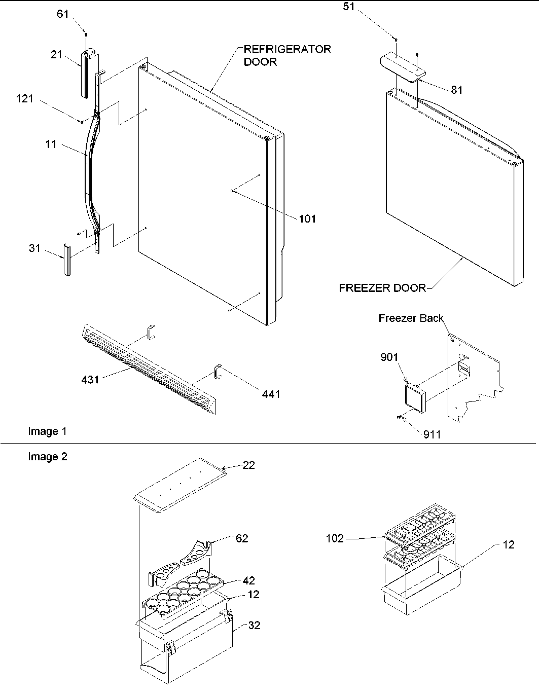Amana ARB2107AB-PARB2107AB2 door handles & accessories diagram