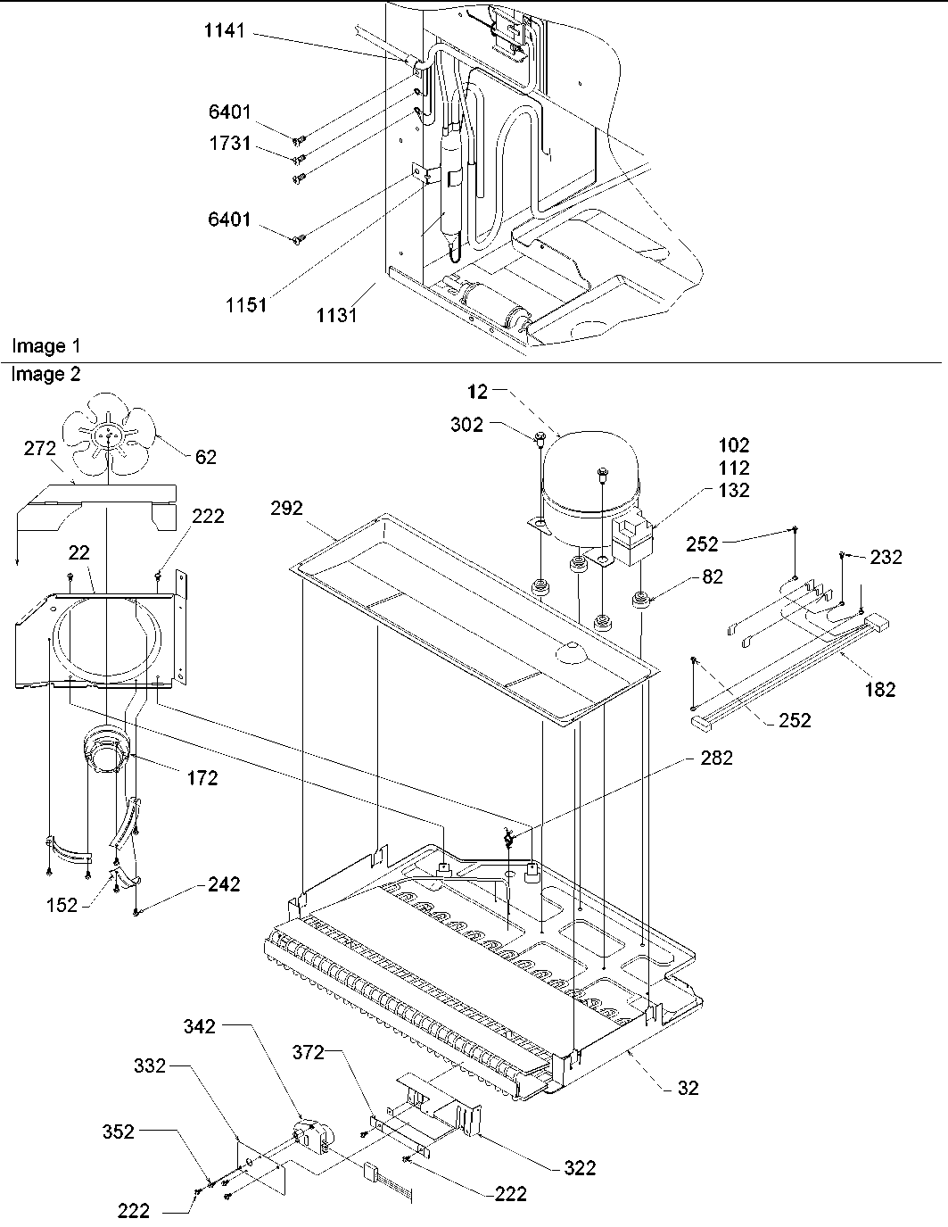 Amana ARB2109ABR-PARB2109AB2 machine compartment diagram